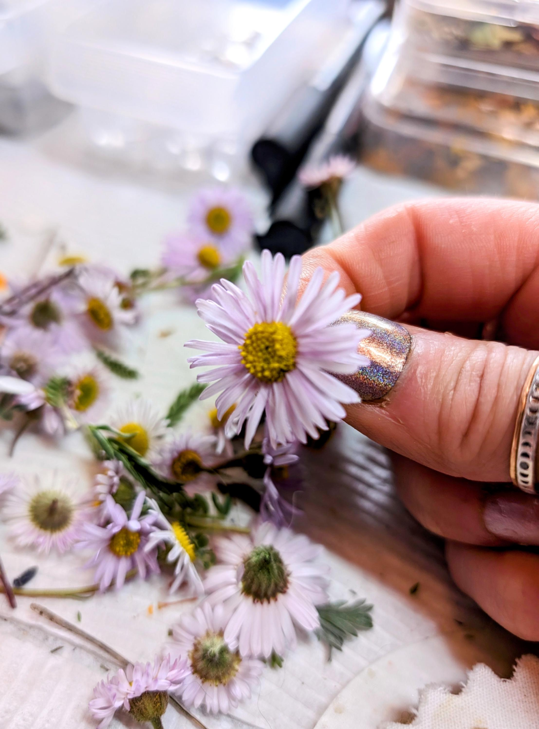 Unique Handcrafted Floral Necklace with Amazonite Crystals and Wildflowers