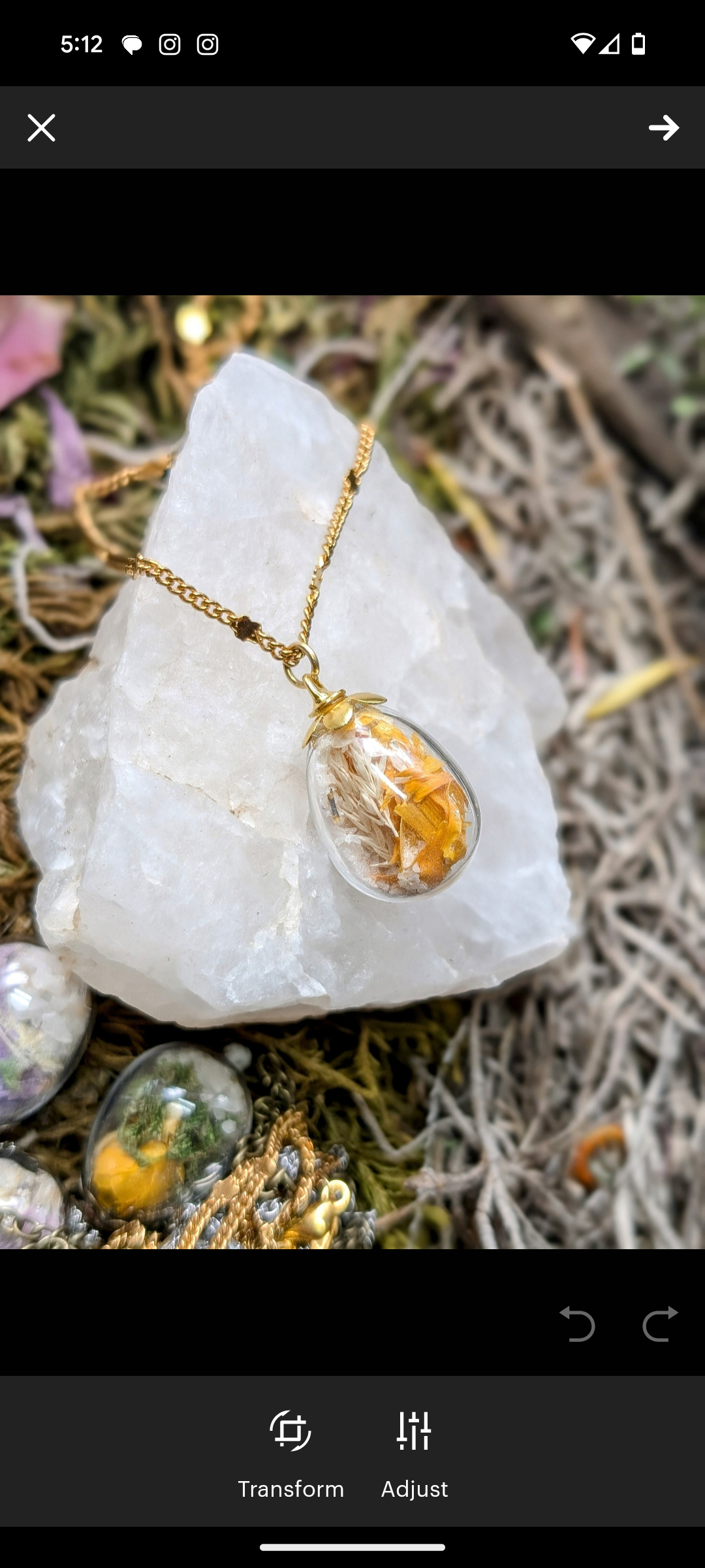 Unique Handcrafted Floral Necklace with Sunflower Wildflowers and Quartz