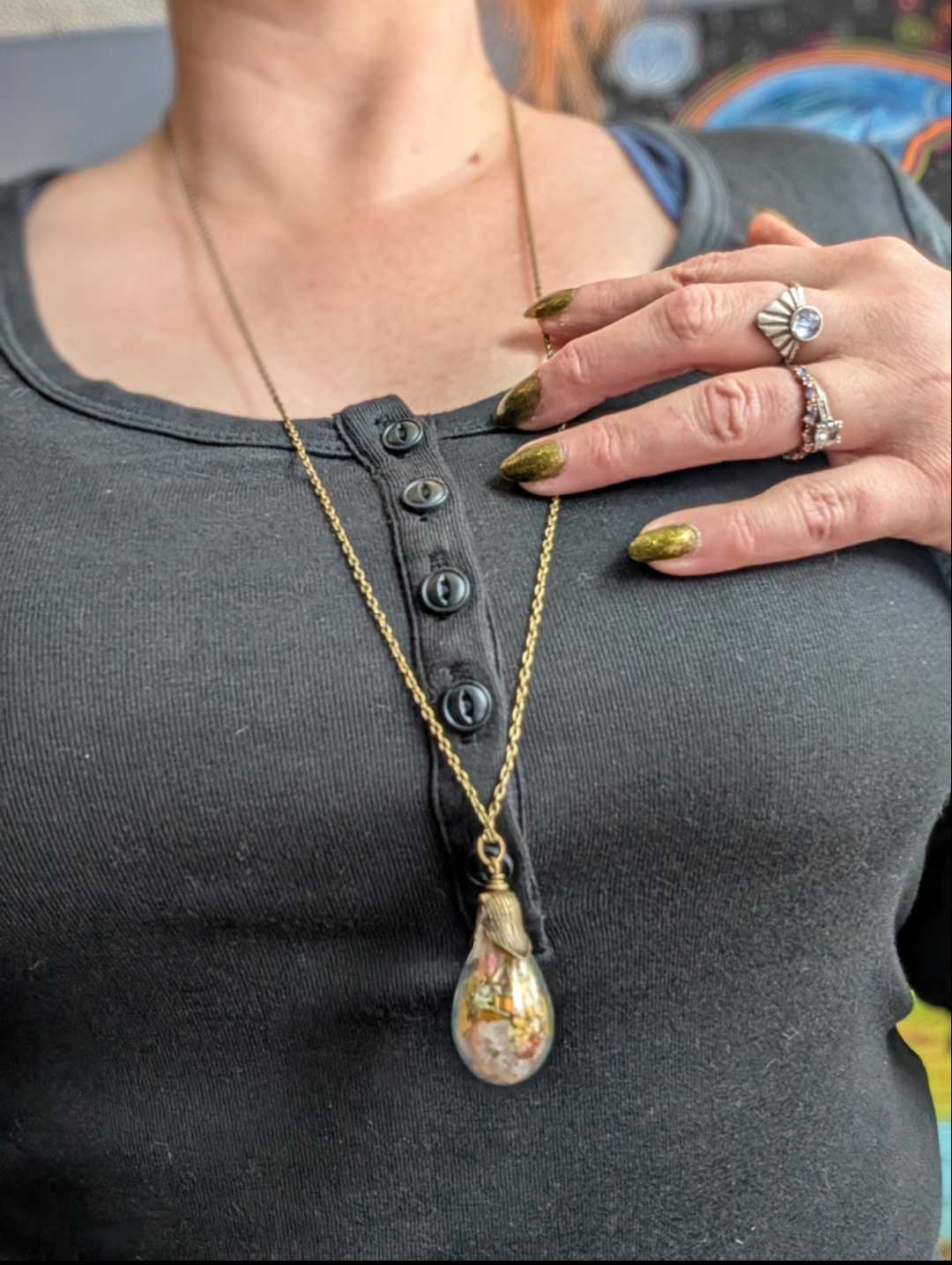Unique Handcrafted Large Medicine Woman Floral Necklace with Quartz and Colorado Wildflowers