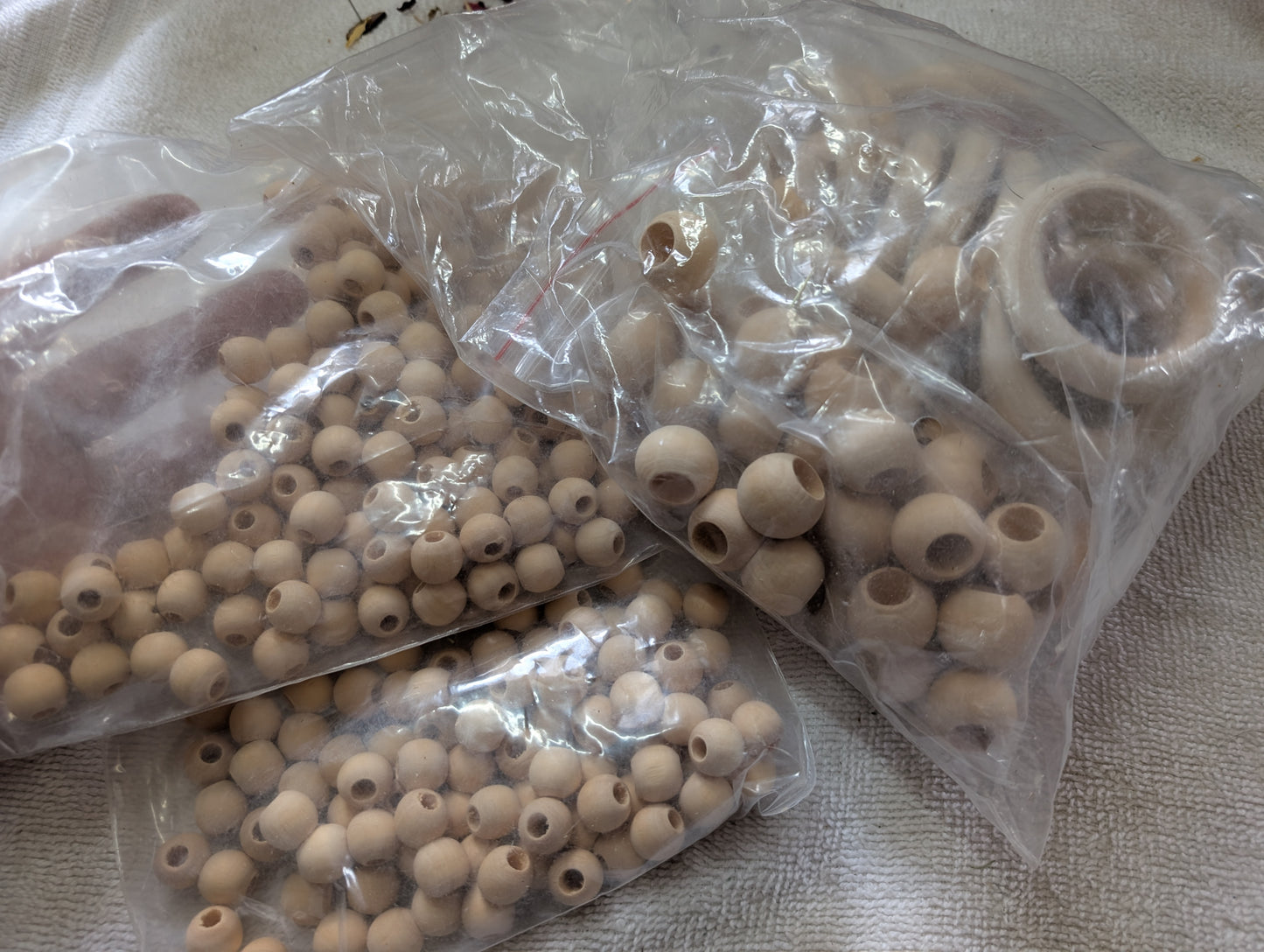 Assorted Sets of Wood Macrame Beads and Rings