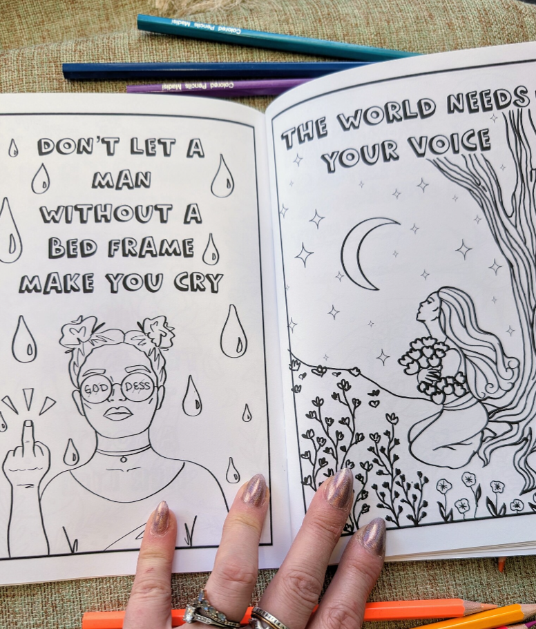 Badass Woman Feminist Coloring Book and Sticker Gift Pack
