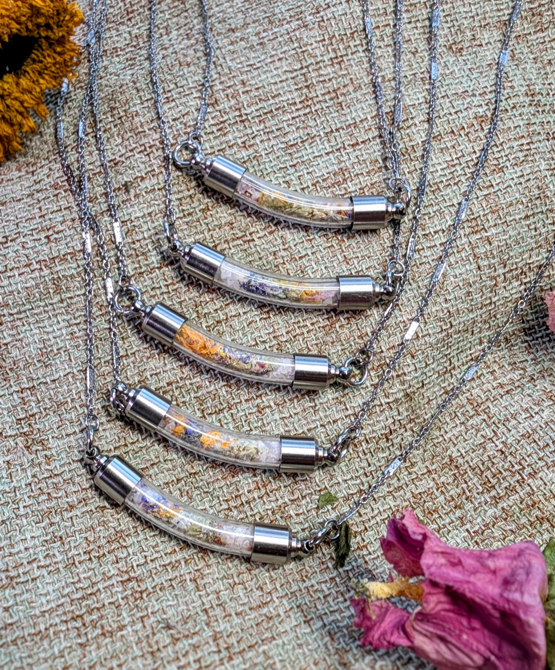 Unique Handcrafted Medicine Woman Floral Necklace with Quartz and Colorado Wildflowers