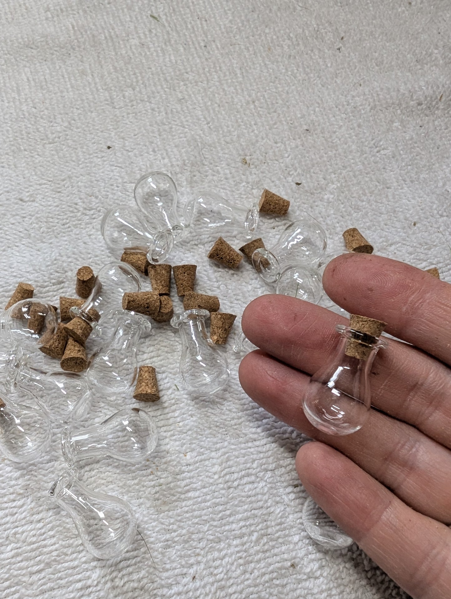 Tiny Glass Bottles and Cork Stoppers