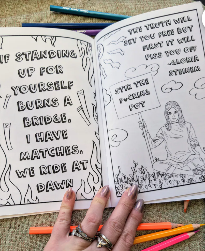Badass Woman Feminist Coloring Book and Sticker Gift Pack
