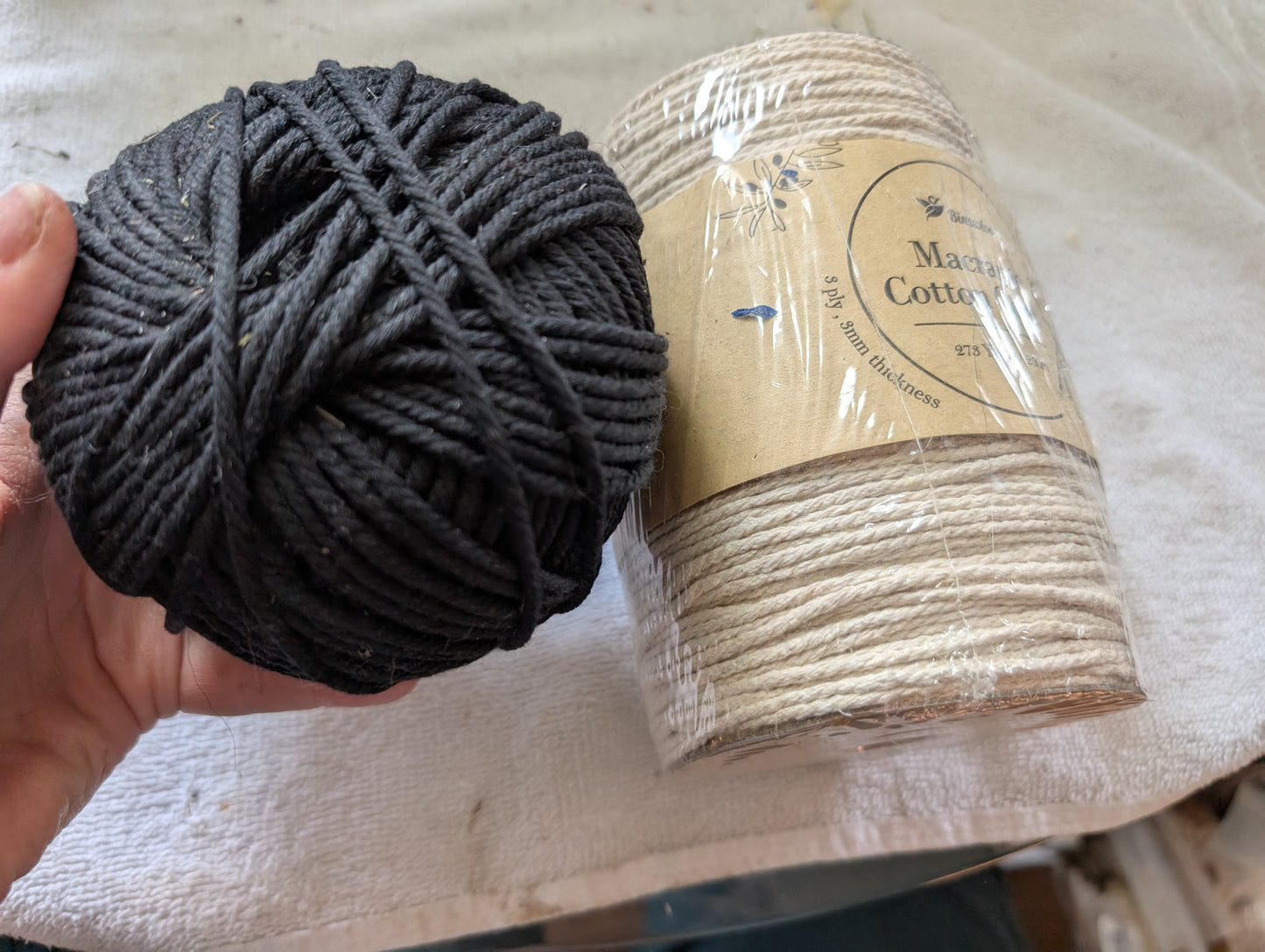 White and Black Macrame Chord