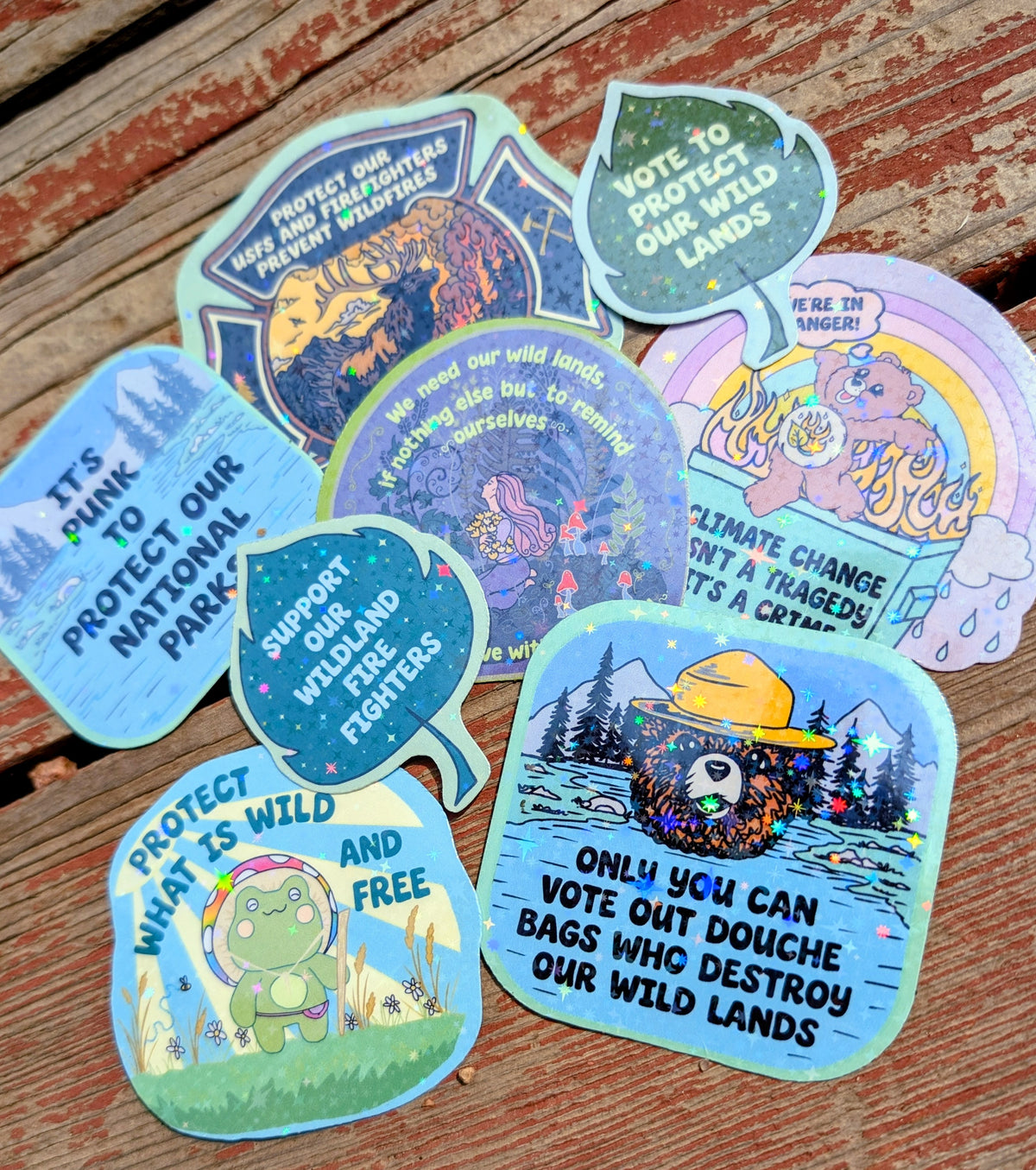 Support Wildland Firefighters, Climate Change, Protect Our Public Lands Glitter Vinyl Sticker