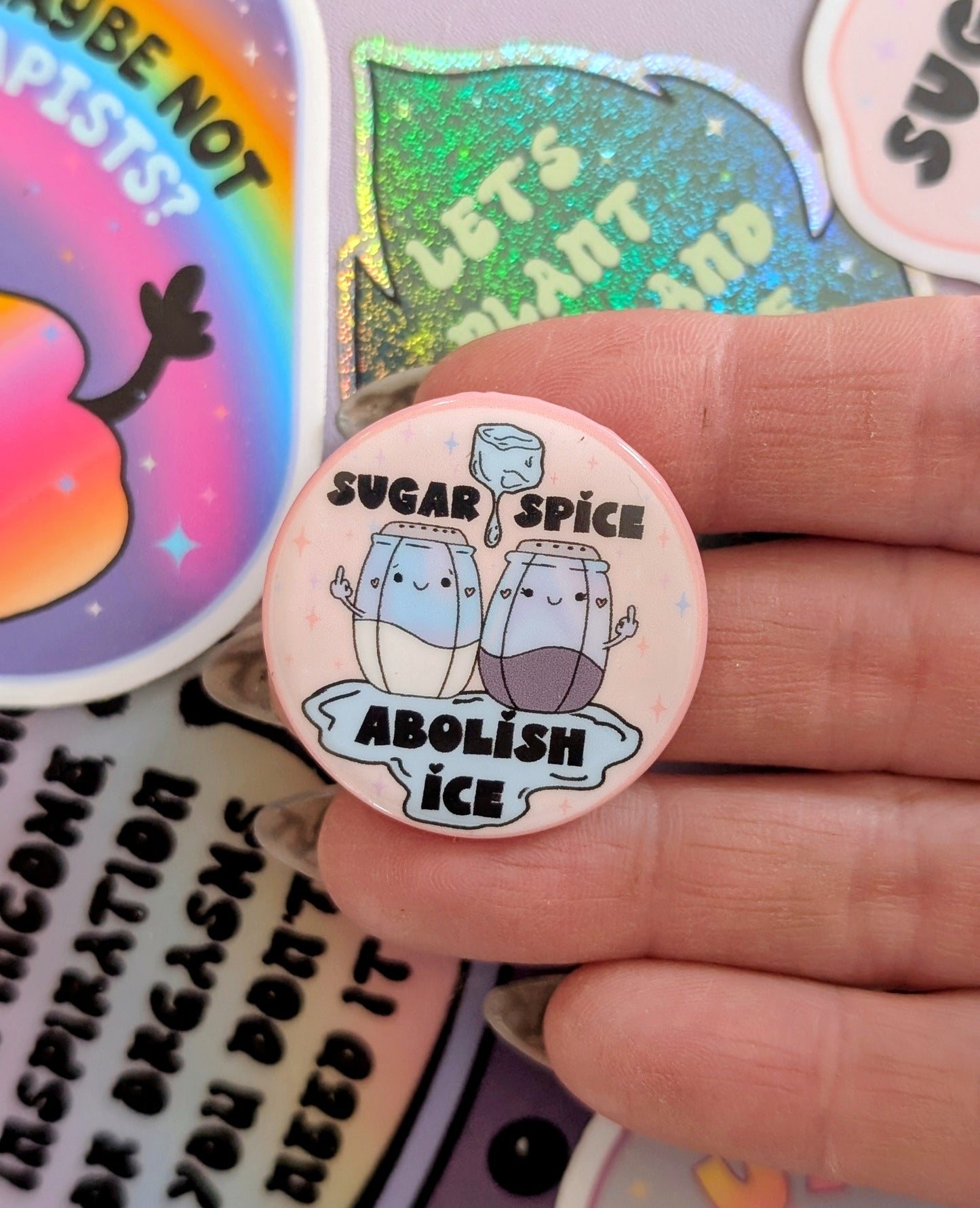 Small Abolish Ice Button, Smash the Patriarchy, Chinga La Migra Button Pin, Inspirational Anti-fascist Vinyl Sticker