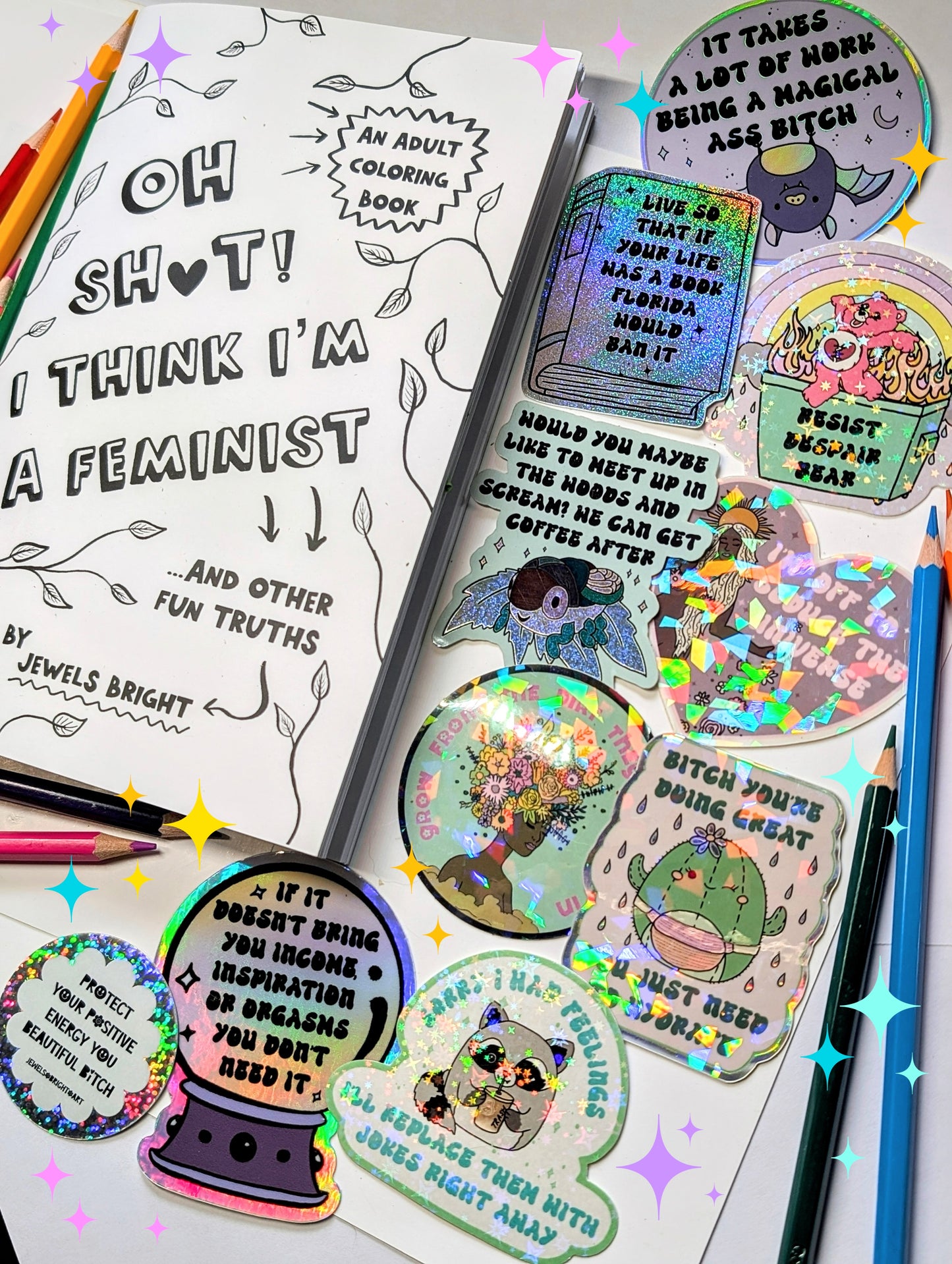 Badass Woman Feminist Coloring Book and Sticker Gift Pack