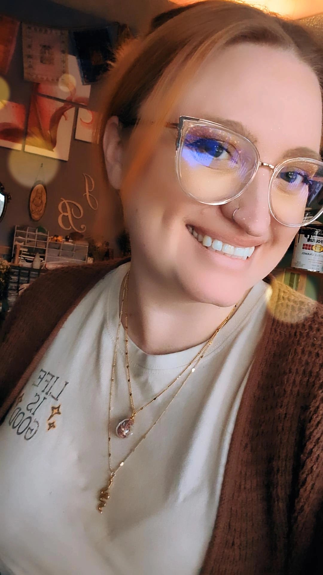 Unique Handcrafted Floral Necklace with Moss, Wildflowers and Quartz