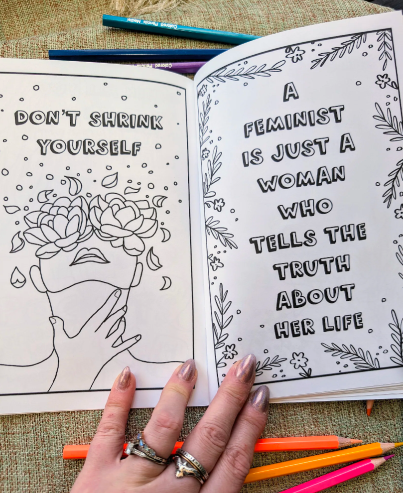 Badass Woman Feminist Coloring Book and Sticker Gift Pack