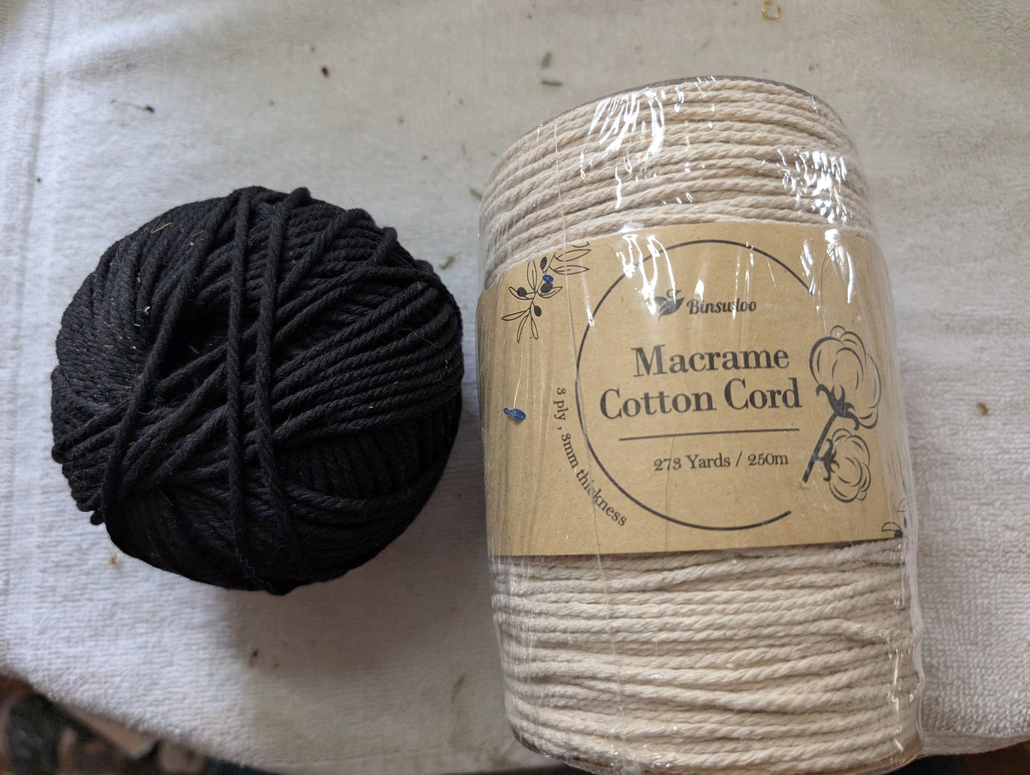 White and Black Macrame Chord
