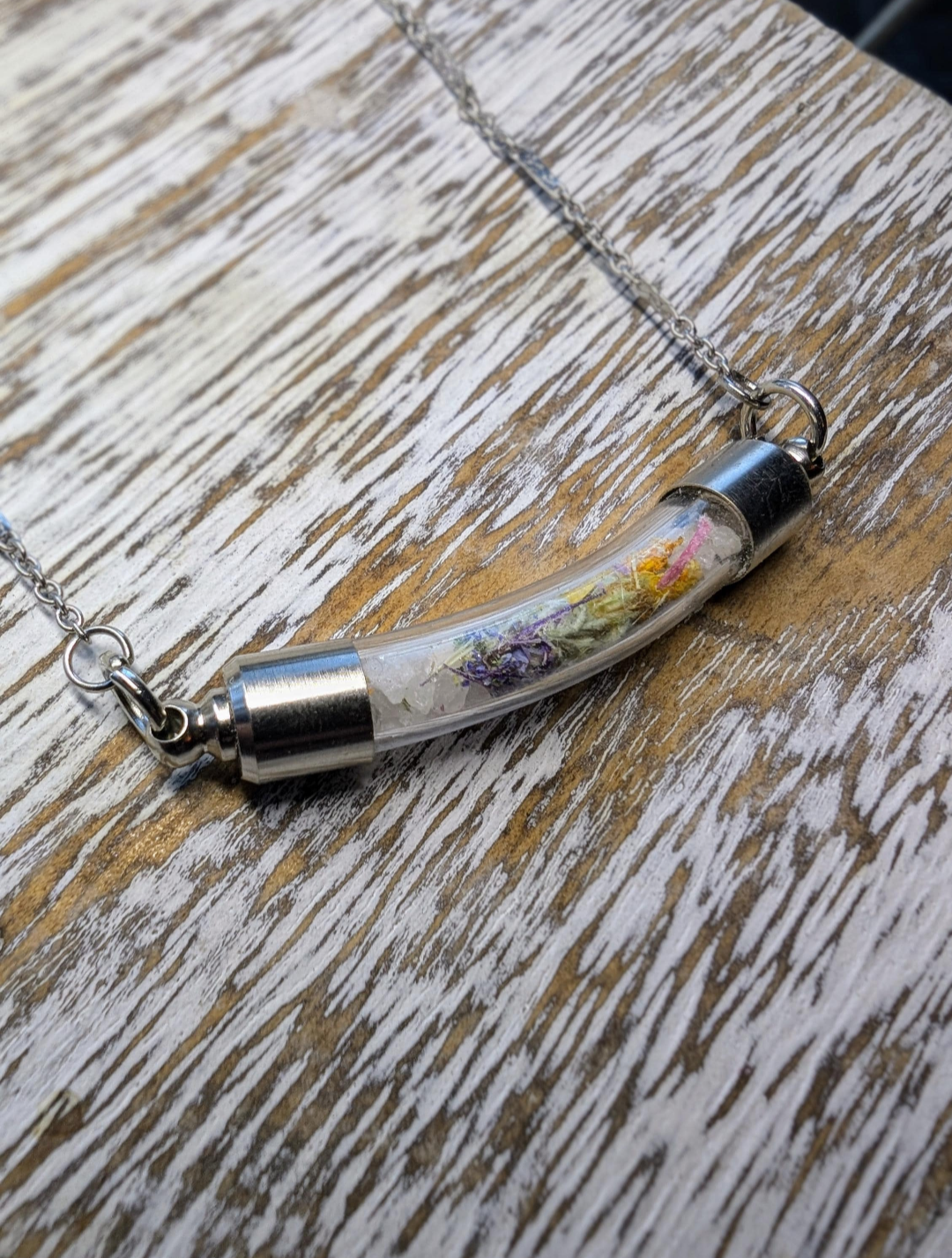 Unique Handcrafted Medicine Woman Floral Necklace with Quartz and Colorado Wildflowers