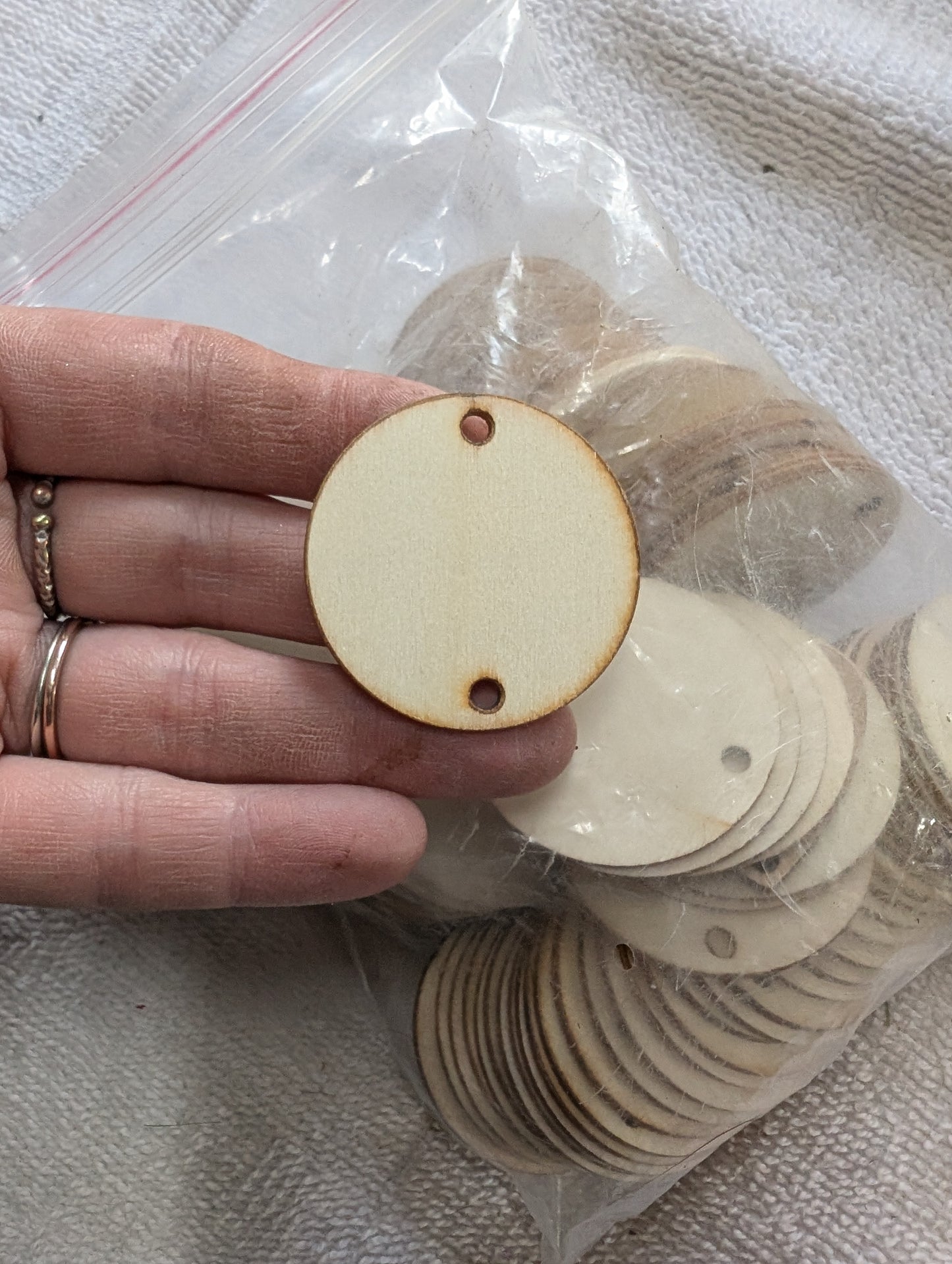 1" wood circles with holes