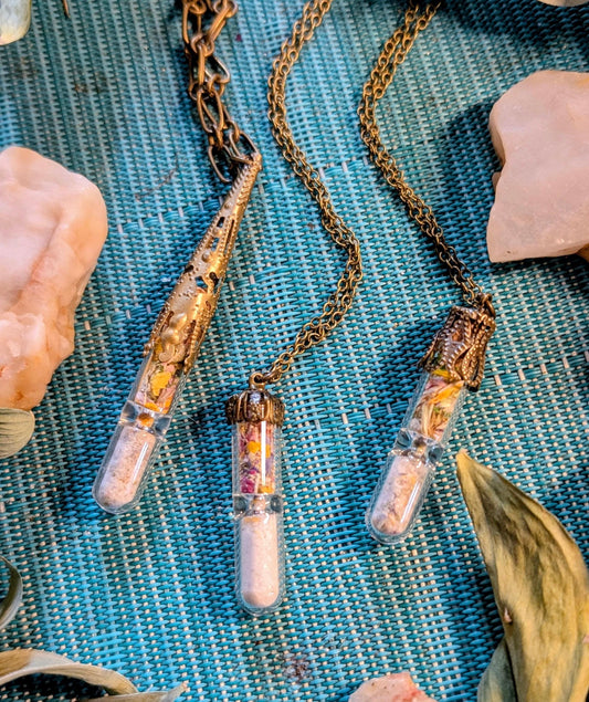 Unique Handcrafted Large Medicine Woman Floral Necklace with Quartz and Colorado Wildflowers