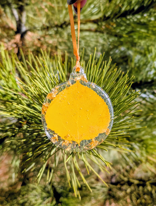 Handmade Holiday Ornament, Aspen Leaf, Rustic Keepsake, Colorado Gift