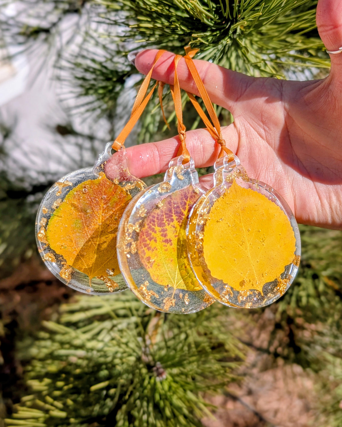 Handmade Holiday Ornament, Aspen Leaf, Rustic Keepsake, Colorado Gift