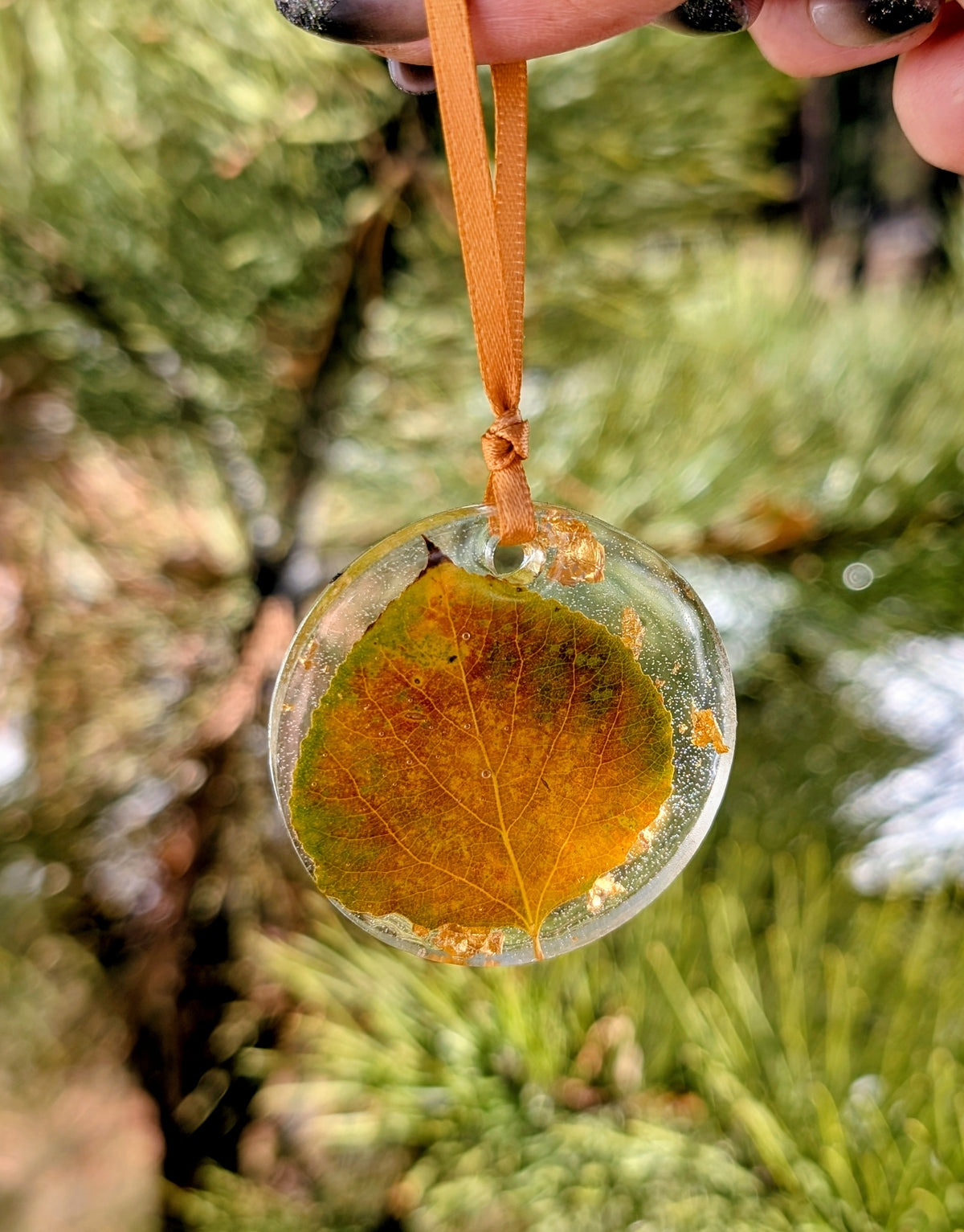 Handmade Holiday Ornament, Aspen Leaf, Rustic Keepsake, Colorado Gift