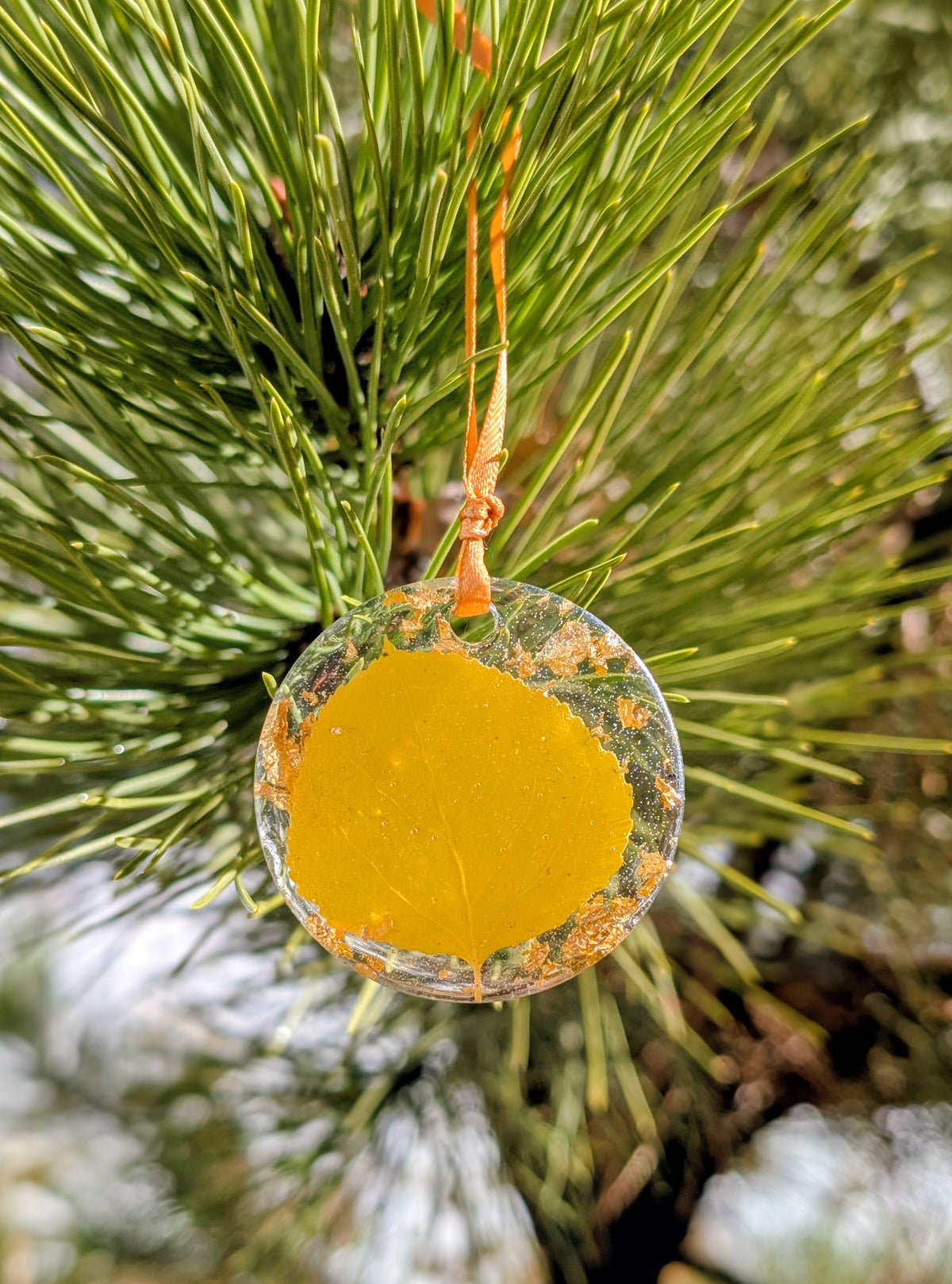Handmade Holiday Ornament, Aspen Leaf, Rustic Keepsake, Colorado Gift