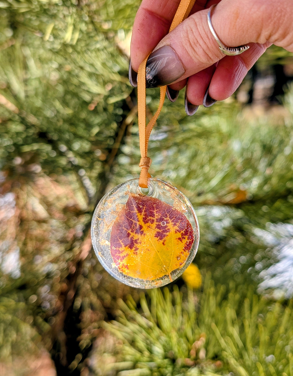 Handmade Holiday Ornament, Aspen Leaf, Rustic Keepsake, Colorado Gift