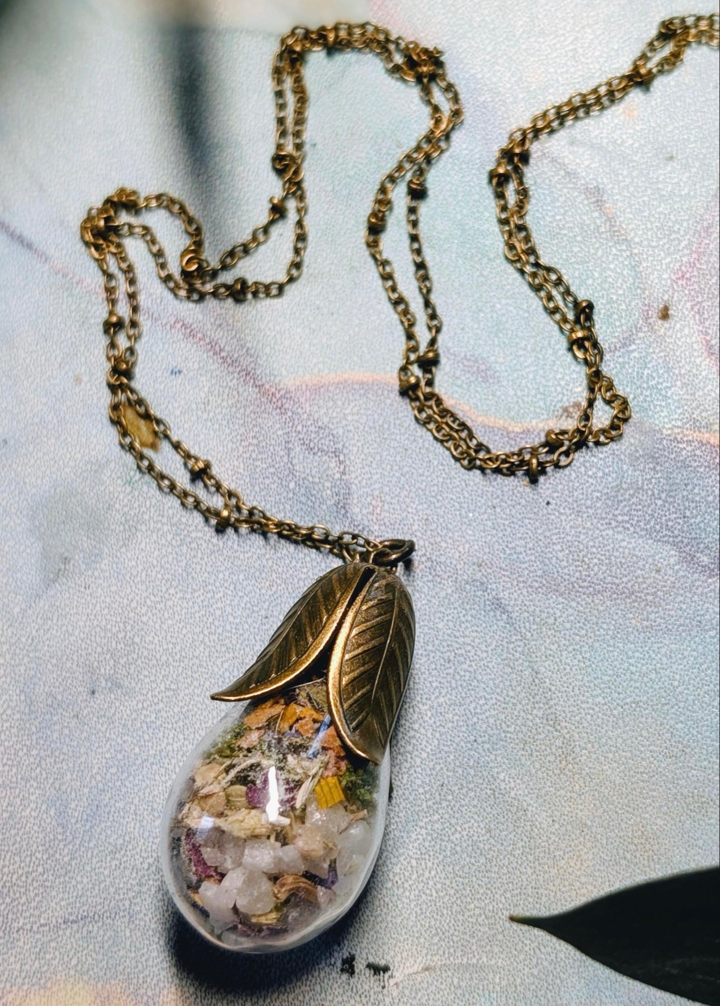 Unique Handcrafted Large Medicine Woman Floral Necklace with Quartz and Colorado Wildflowers
