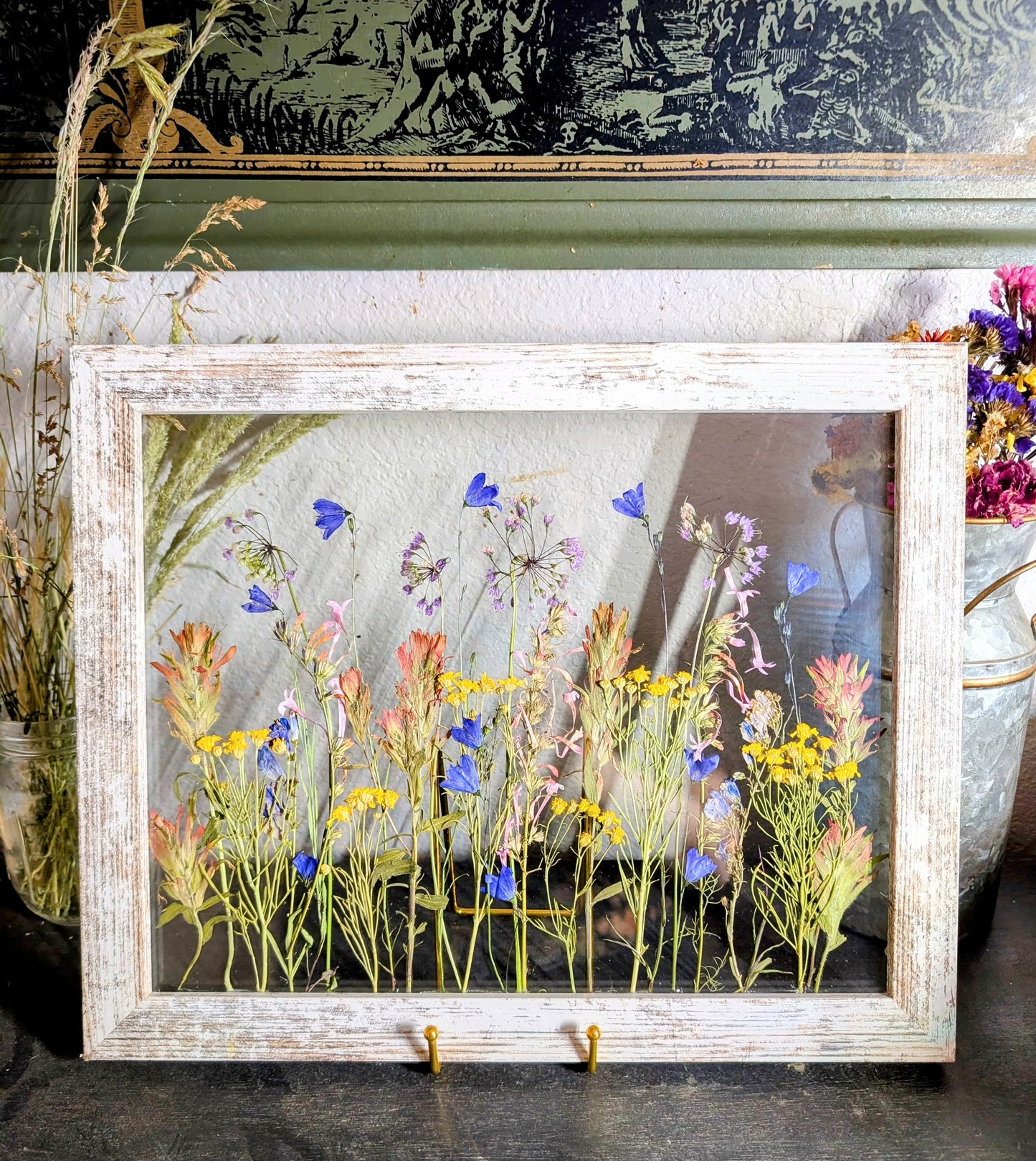 Custom Colorado Wildflower Window Framed Floral Artwork