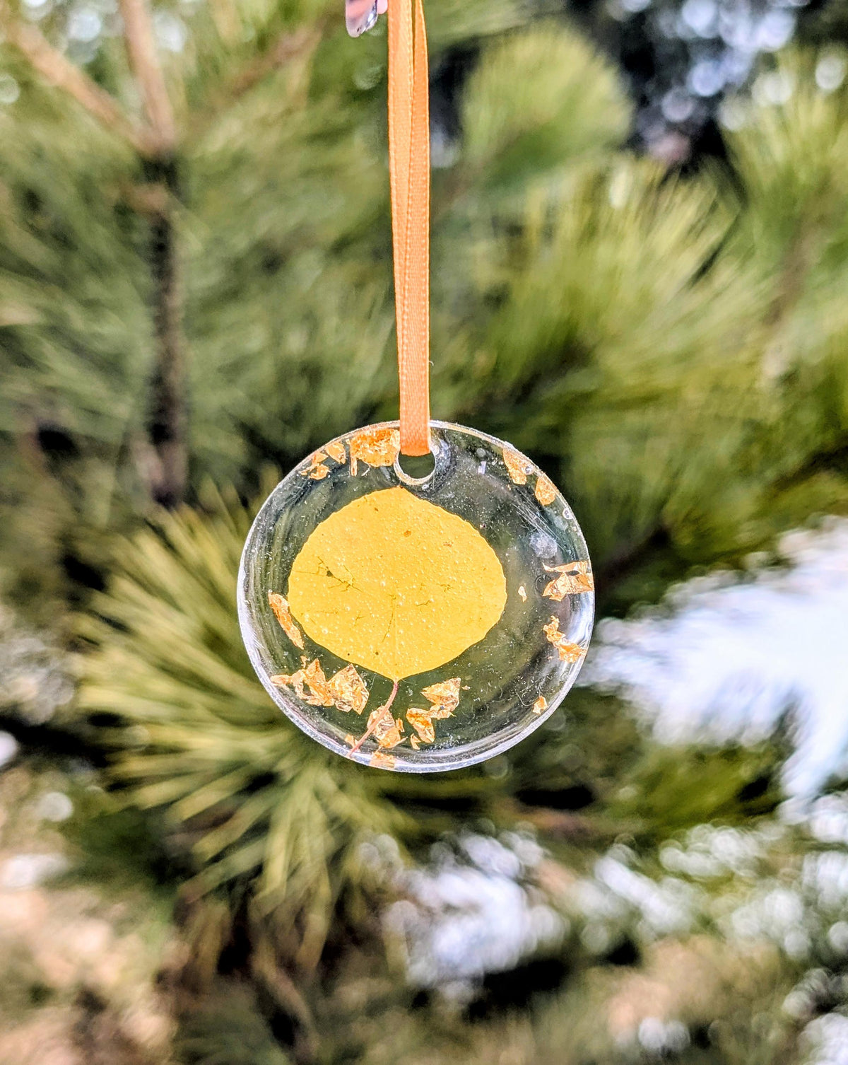 Handmade Holiday Ornament, Aspen Leaf, Rustic Keepsake, Colorado Gift