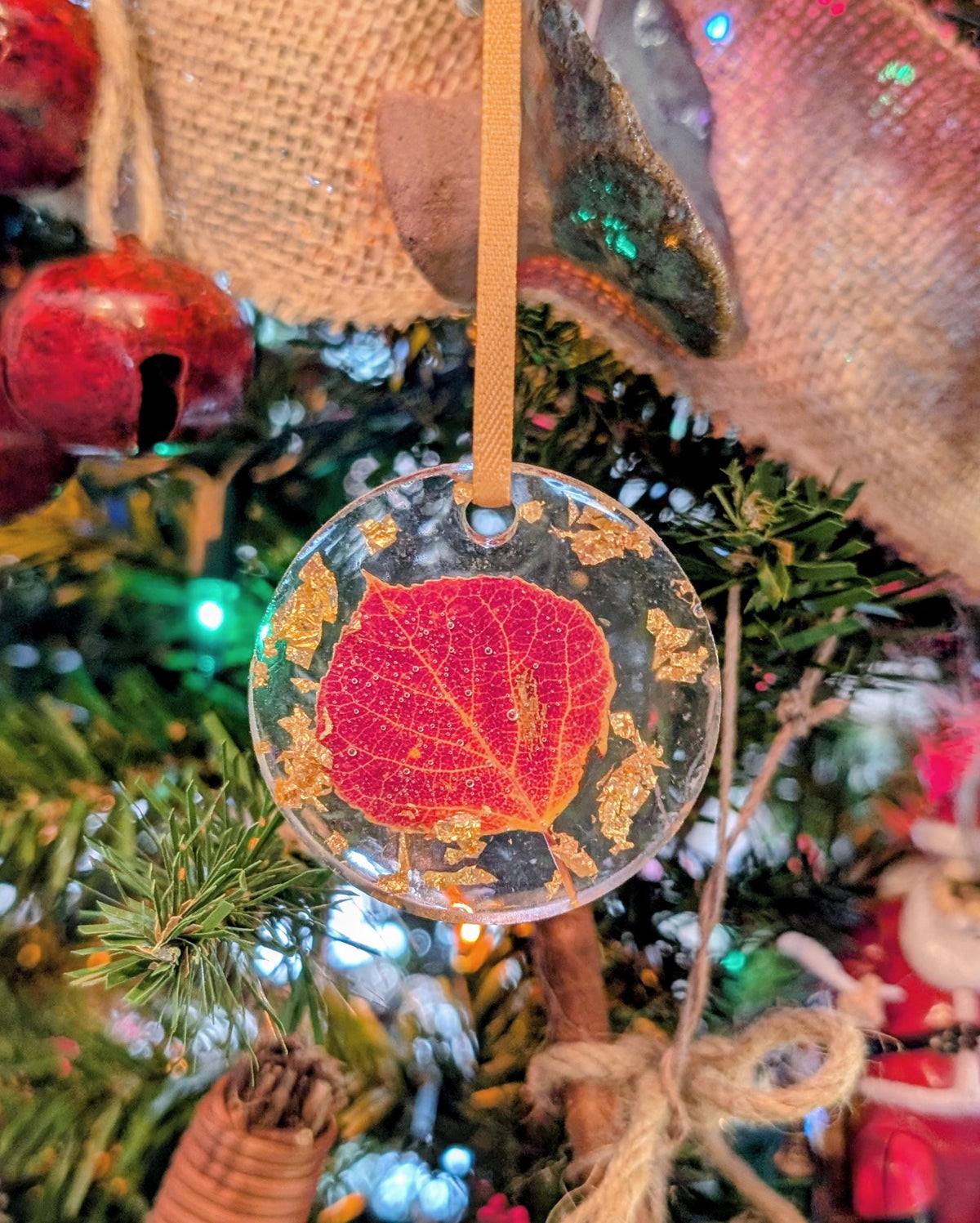 Handmade Holiday Ornament, Aspen Leaf, Rustic Keepsake, Colorado Gift