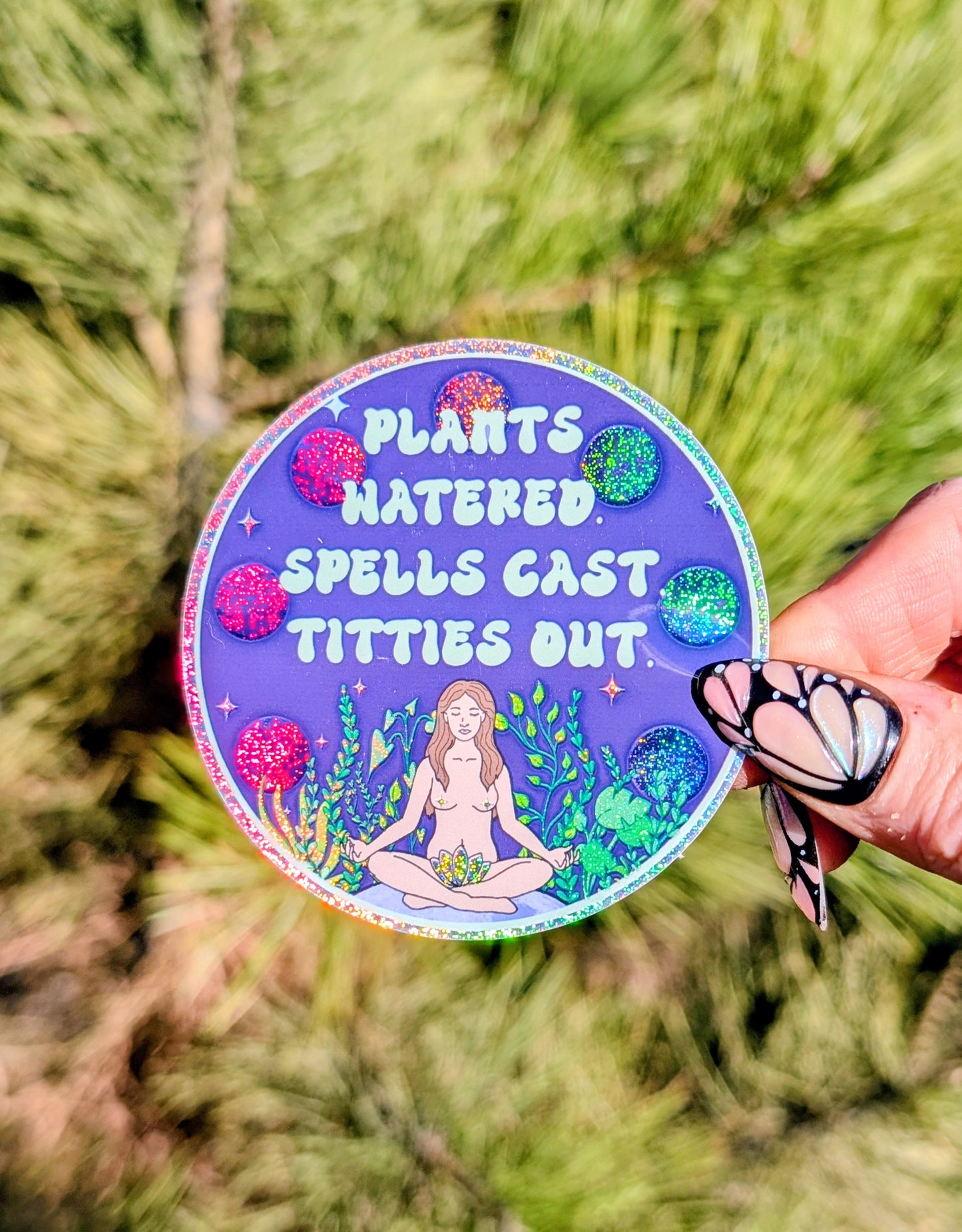 Feminist Witch Gardener Glitter Vinyl Sticker