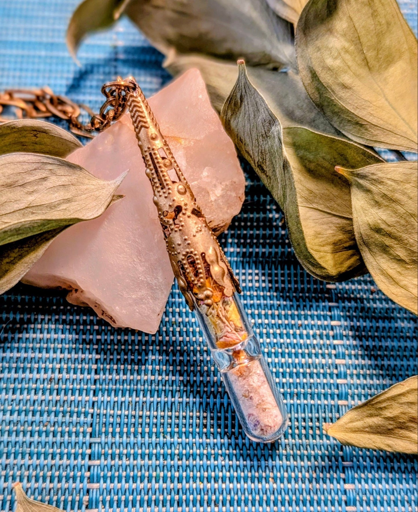 Unique Handcrafted Large Medicine Woman Floral Necklace with Quartz and Colorado Wildflowers