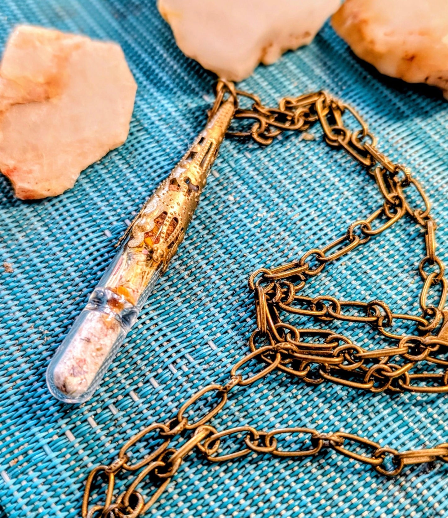 Unique Handcrafted Large Medicine Woman Floral Necklace with Quartz and Colorado Wildflowers