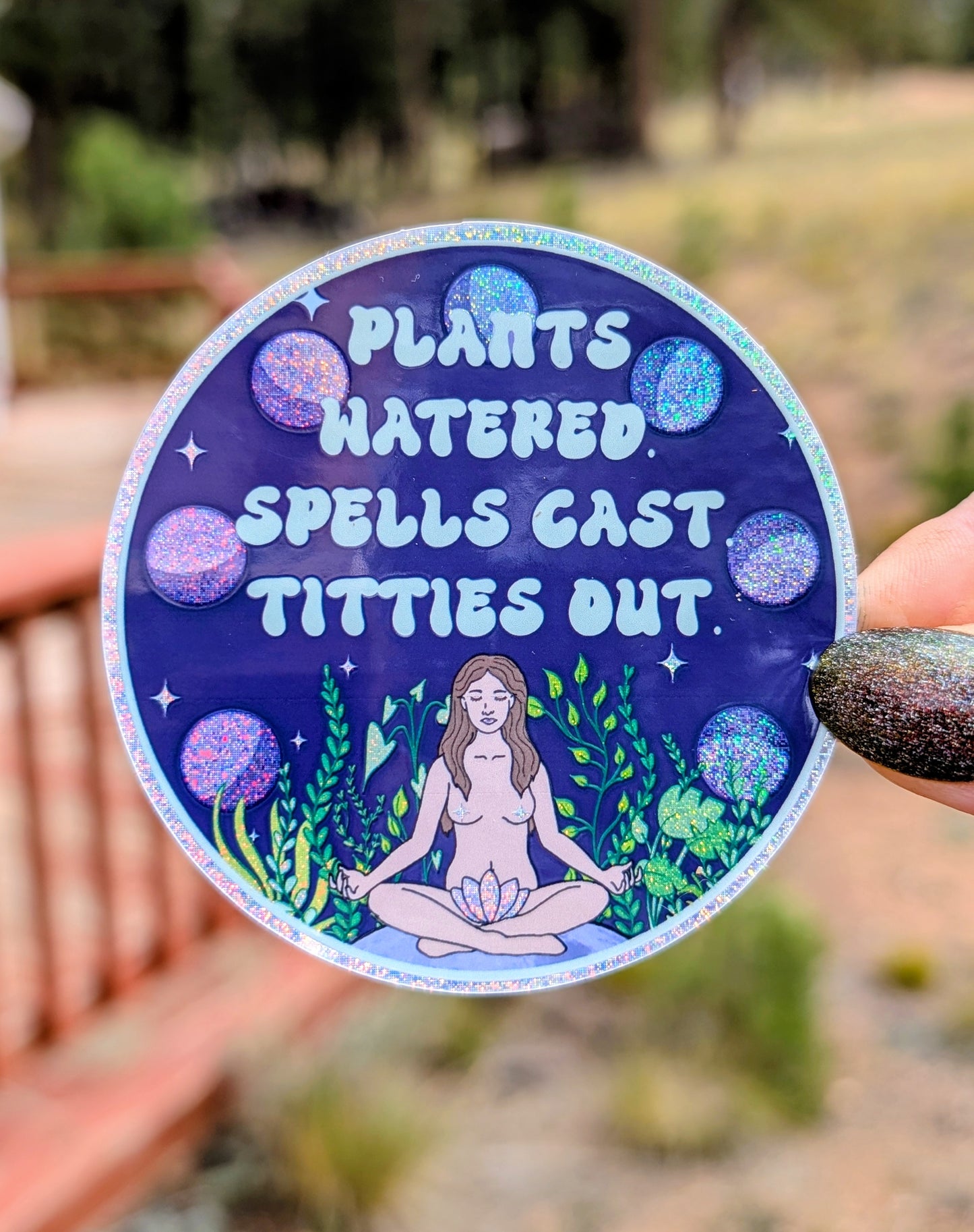 Feminist Witch Gardener Glitter Vinyl Sticker