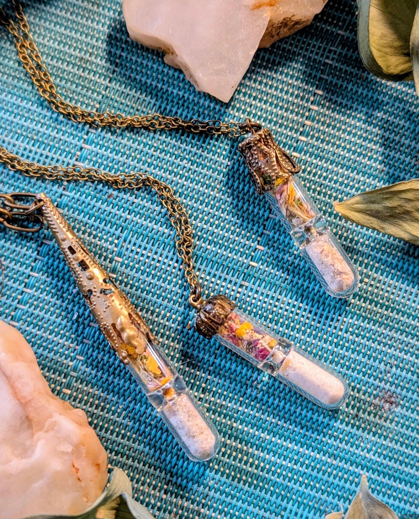 Unique Handcrafted Large Medicine Woman Floral Necklace with Quartz and Colorado Wildflowers