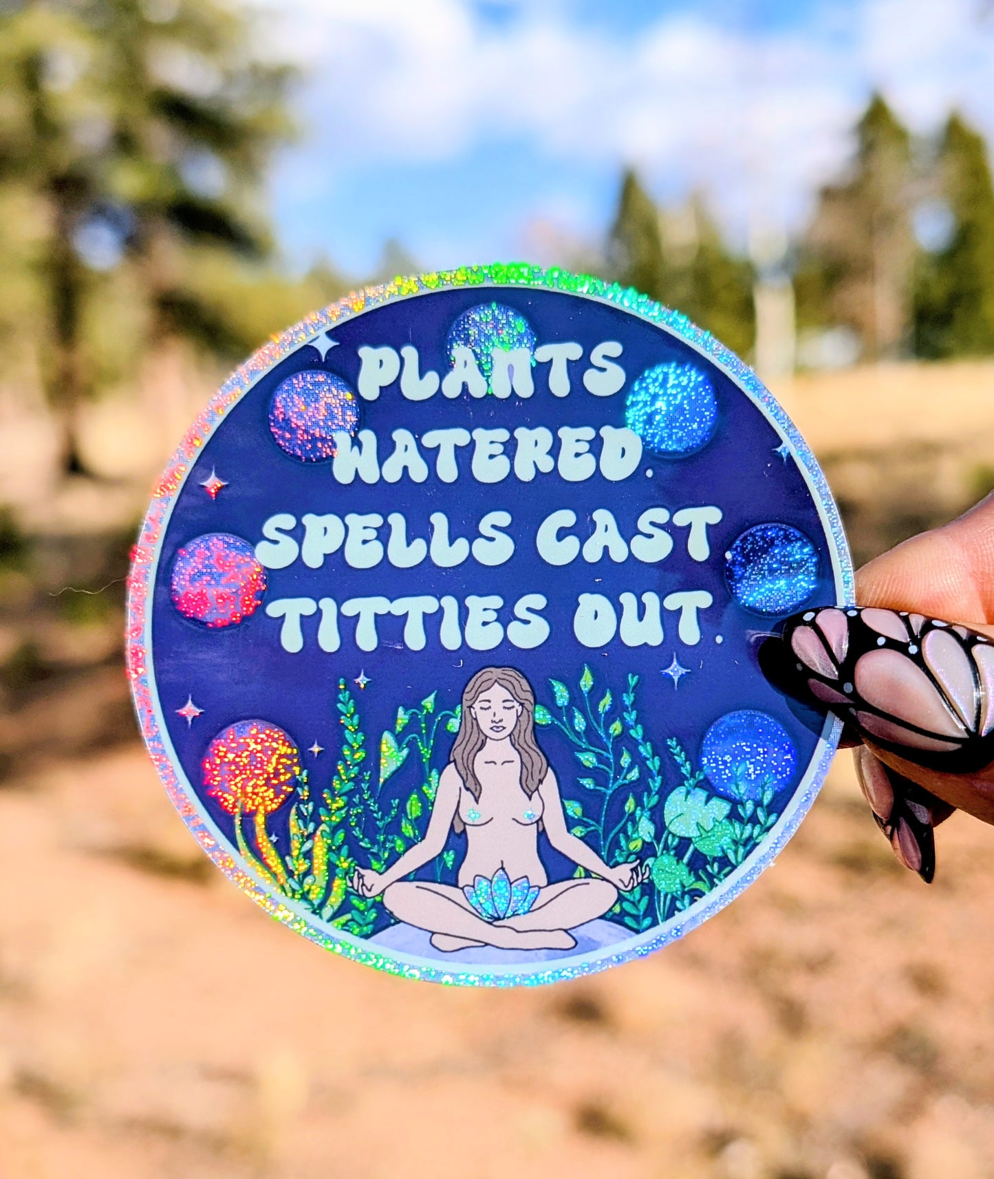 Feminist Witch Gardener Glitter Vinyl Sticker