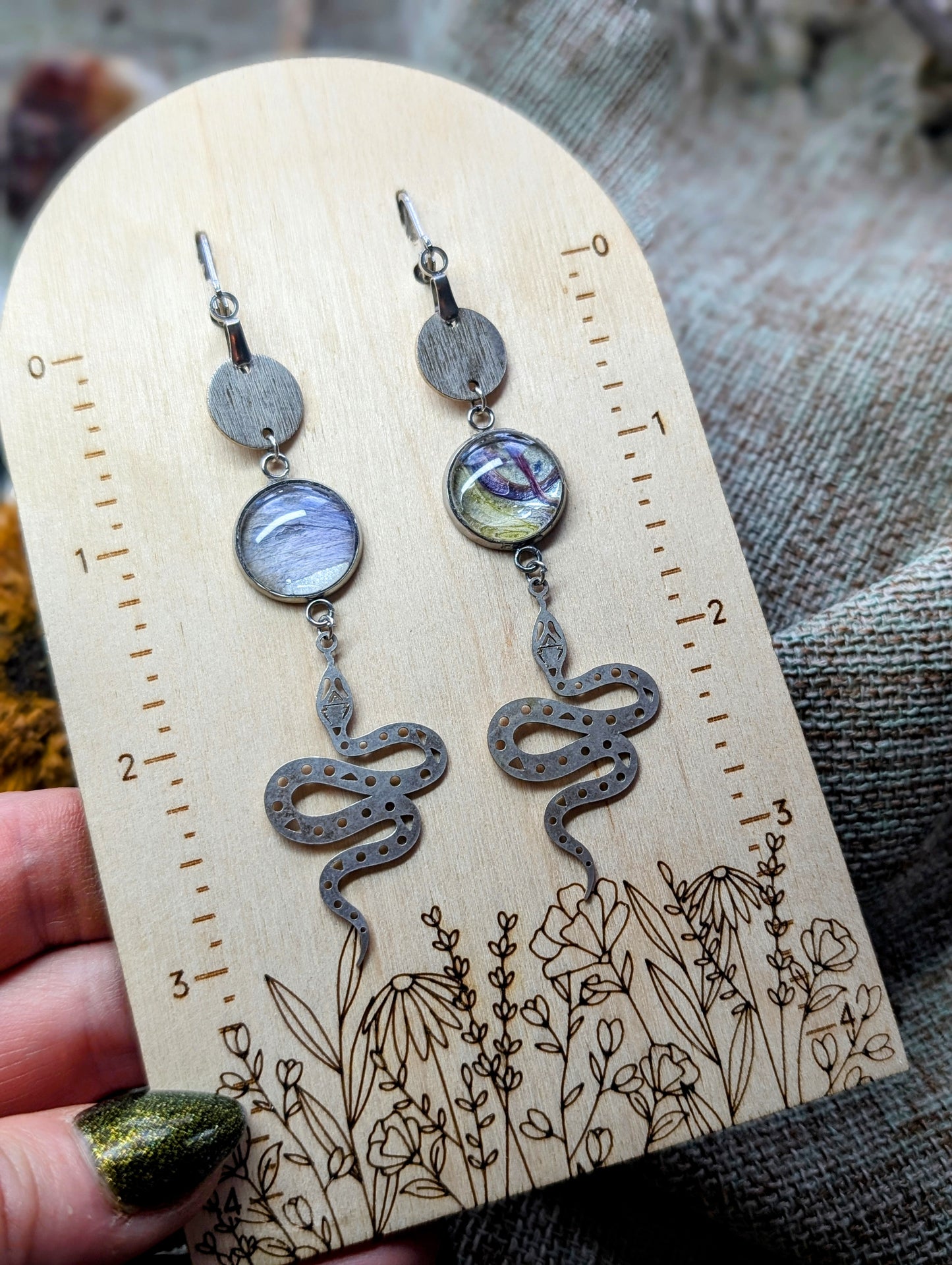 Columbine Magical Pressed Flower Wildflower Earrings with Sterling Silver