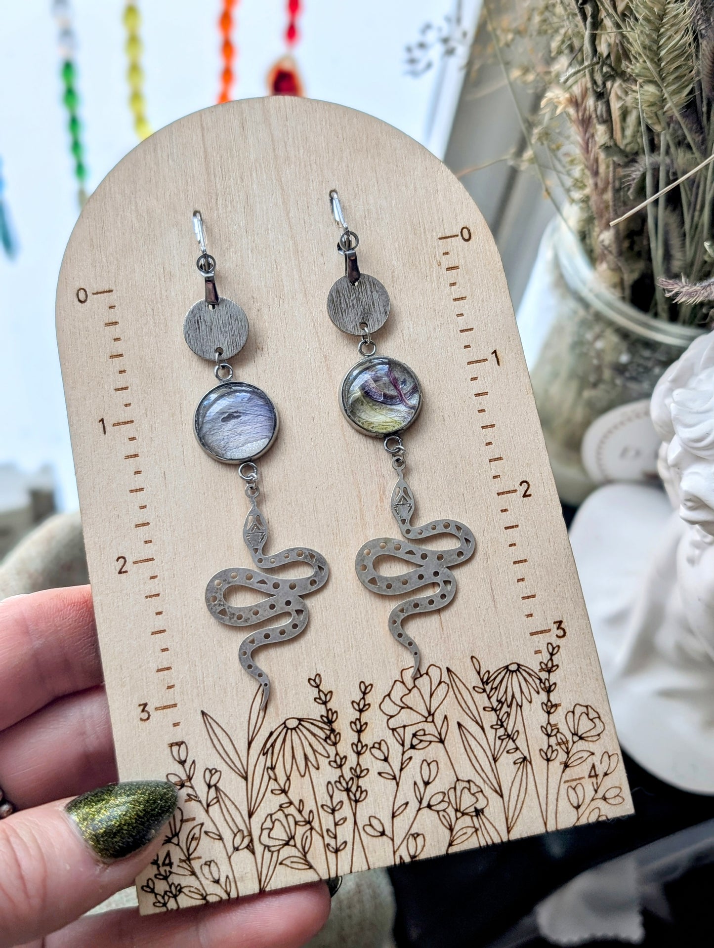 Columbine Magical Pressed Flower Wildflower Earrings with Sterling Silver