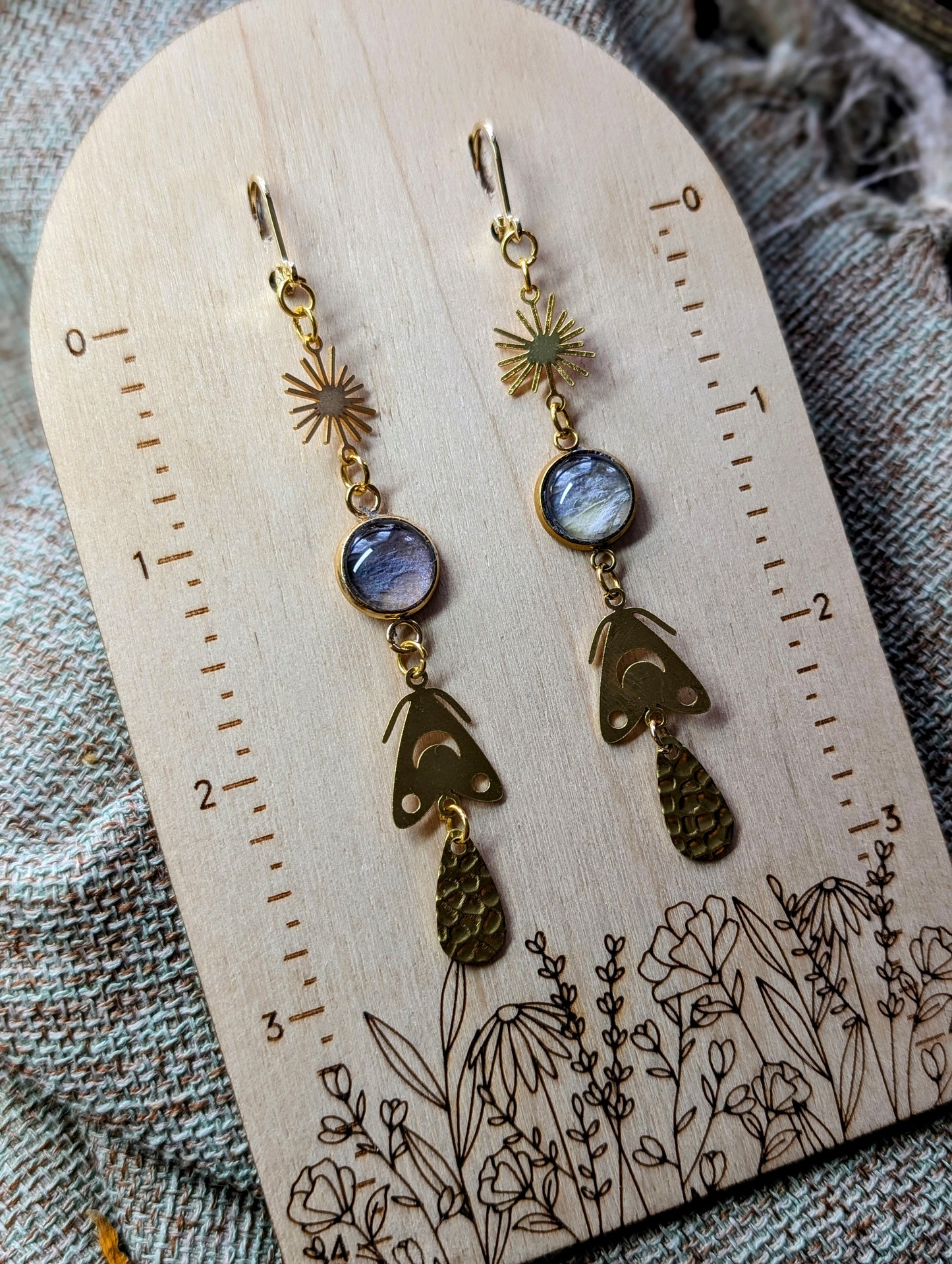 Columbine Magical Pressed Flower Wildflower Earrings with 14k Gold