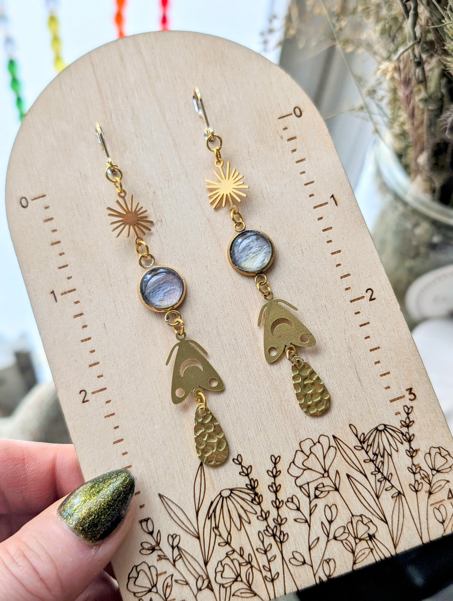 Columbine Magical Pressed Flower Wildflower Earrings with 14k Gold