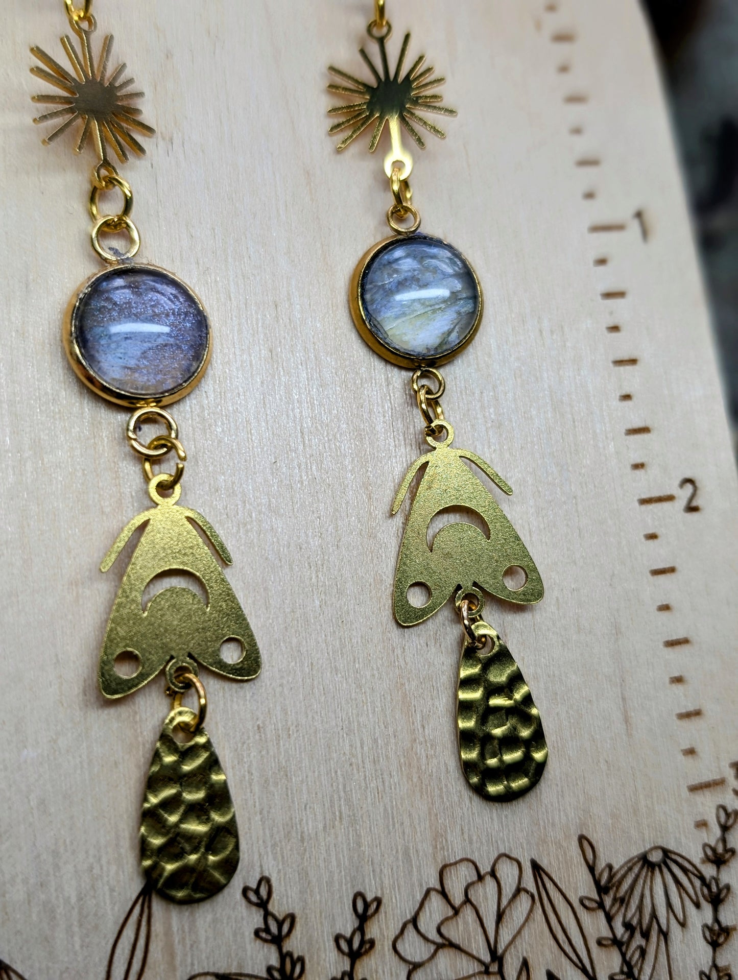 Columbine Magical Pressed Flower Wildflower Earrings with 14k Gold