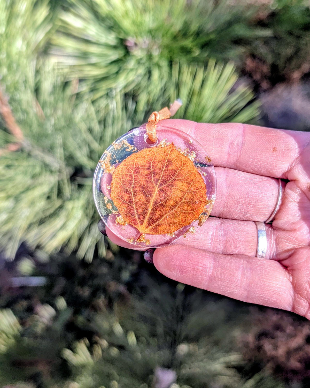 Handmade Holiday Ornament, Aspen Leaf, Rustic Keepsake, Colorado Gift