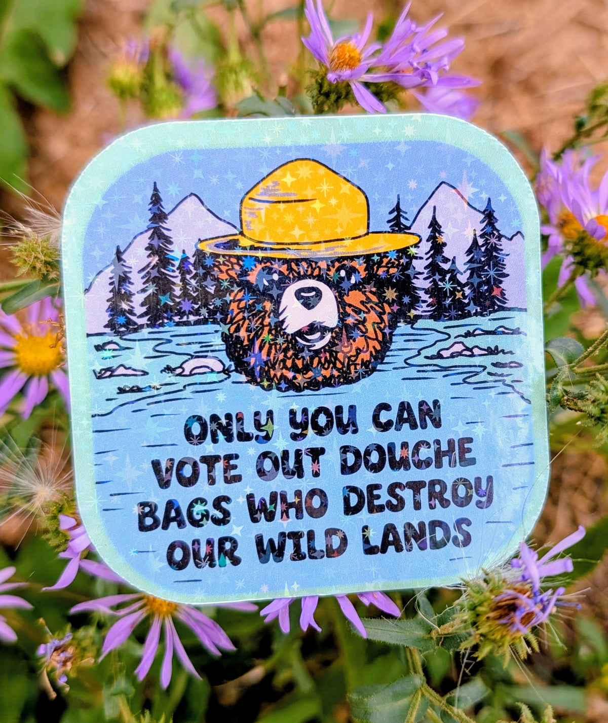 Support Wildland Firefighters, Climate Change, Protect Our Public Lands Glitter Vinyl Sticker