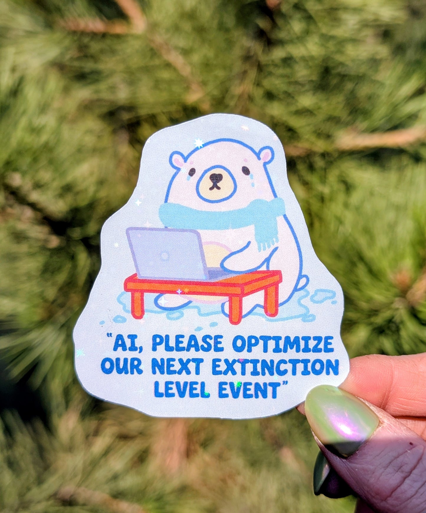Anti AI, Climate Change Inspirational Conservation Vinyl Sticker