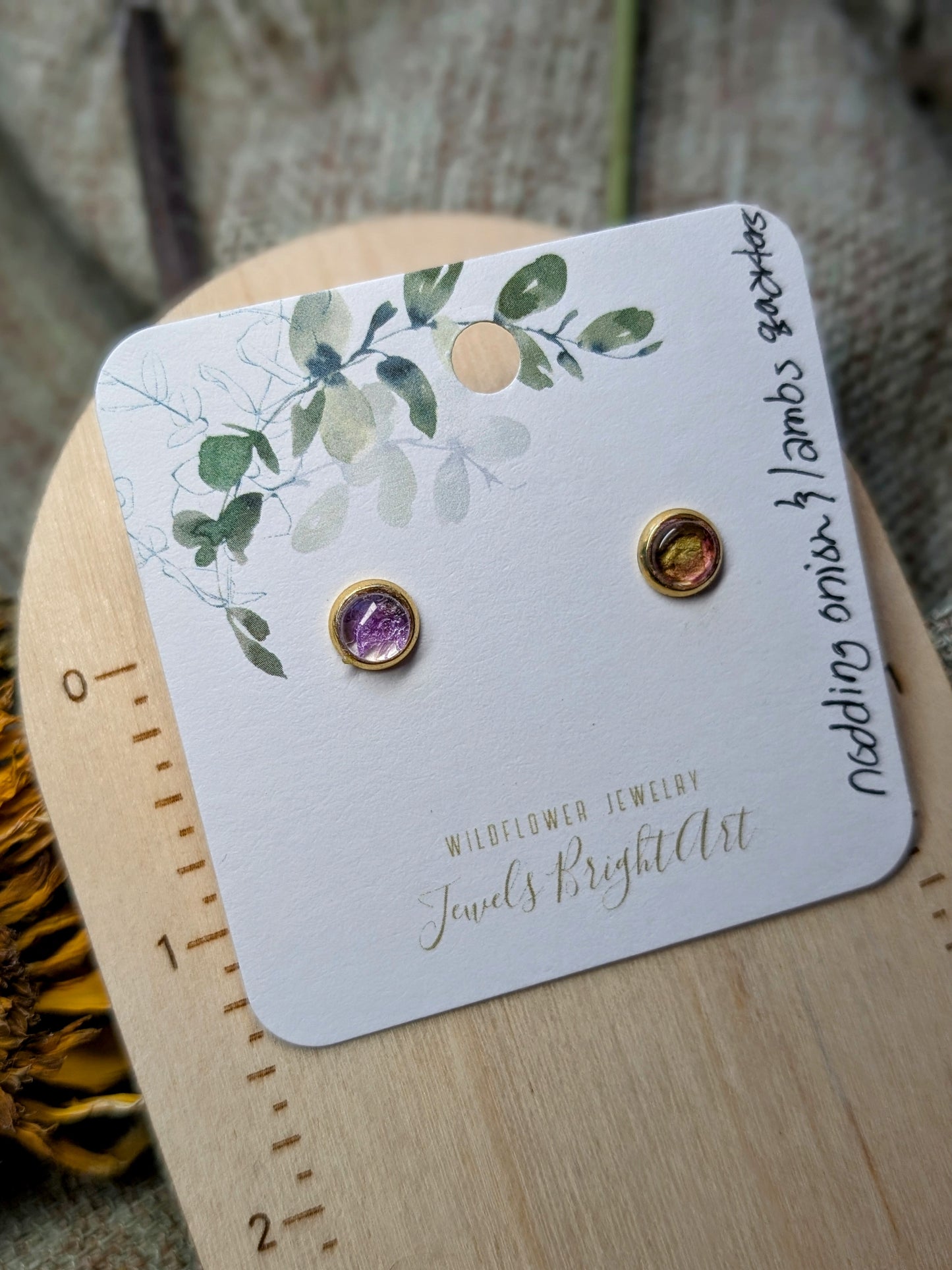 Fairy Trumpet and Lamb's Quarter Tiny Nature-Inspired Whimsical Earrings with Dried Floral Accents