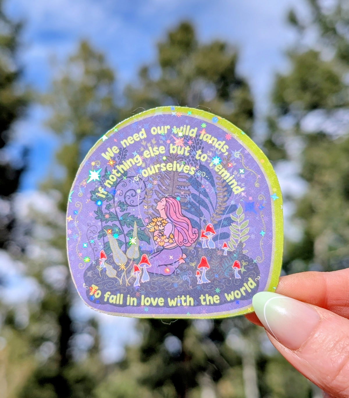 Support Wildland Firefighters, Climate Change, Protect Our Public Lands Glitter Vinyl Sticker, Wild Woman