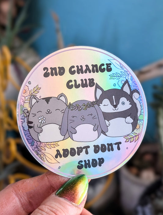 Holographic Vinyl Sticker, Adopt Don't Shop, Foster Animal Fundraiser, All Proceeds Go To Vet Care