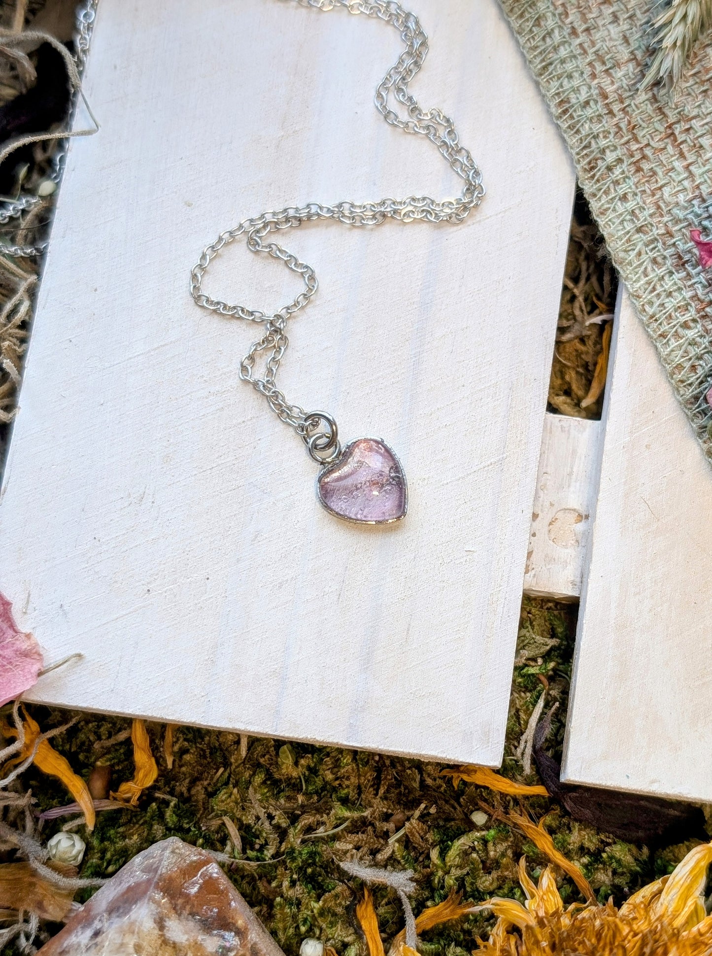 Tiny Wildflower Geranium Sterling Silver Nature-Inspired Whimsical Necklace with Dried Floral Accents