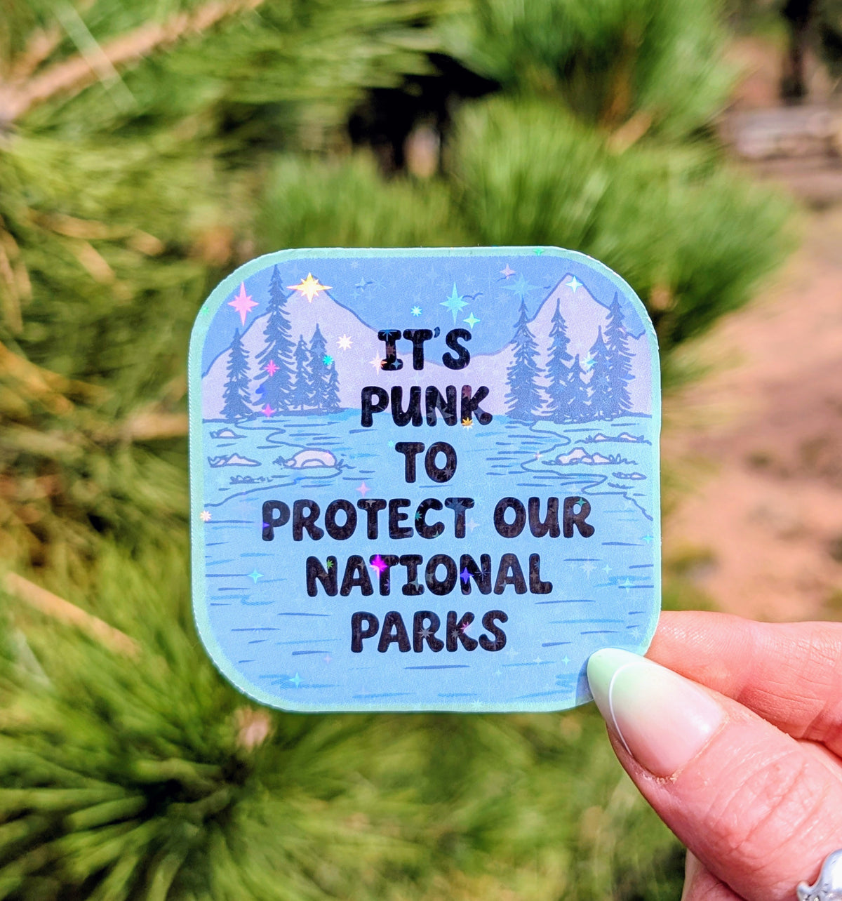 Support Wildland Firefighters, Climate Change, Protect Our Public Lands Glitter Vinyl Sticker, Public Lands