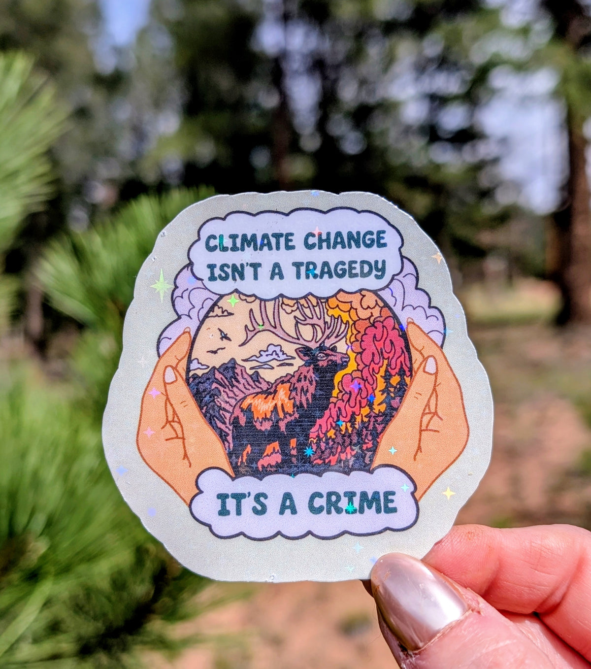 Support Wildland Firefighters, Climate Change, Protect Our Public Lands Glitter Vinyl Sticker