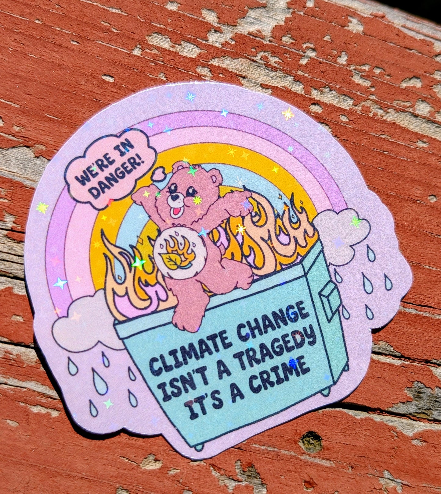 Support Wildland Firefighters, Climate Change, Protect Our Public Lands Glitter Vinyl Sticker