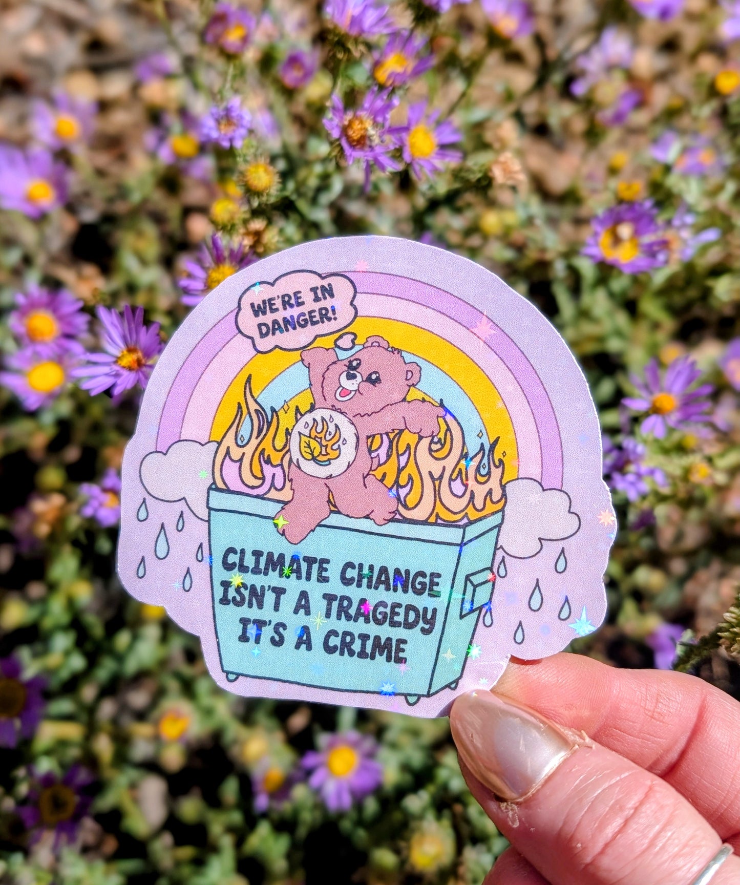 Support Wildland Firefighters, Climate Change, Protect Our Public Lands Glitter Vinyl Sticker