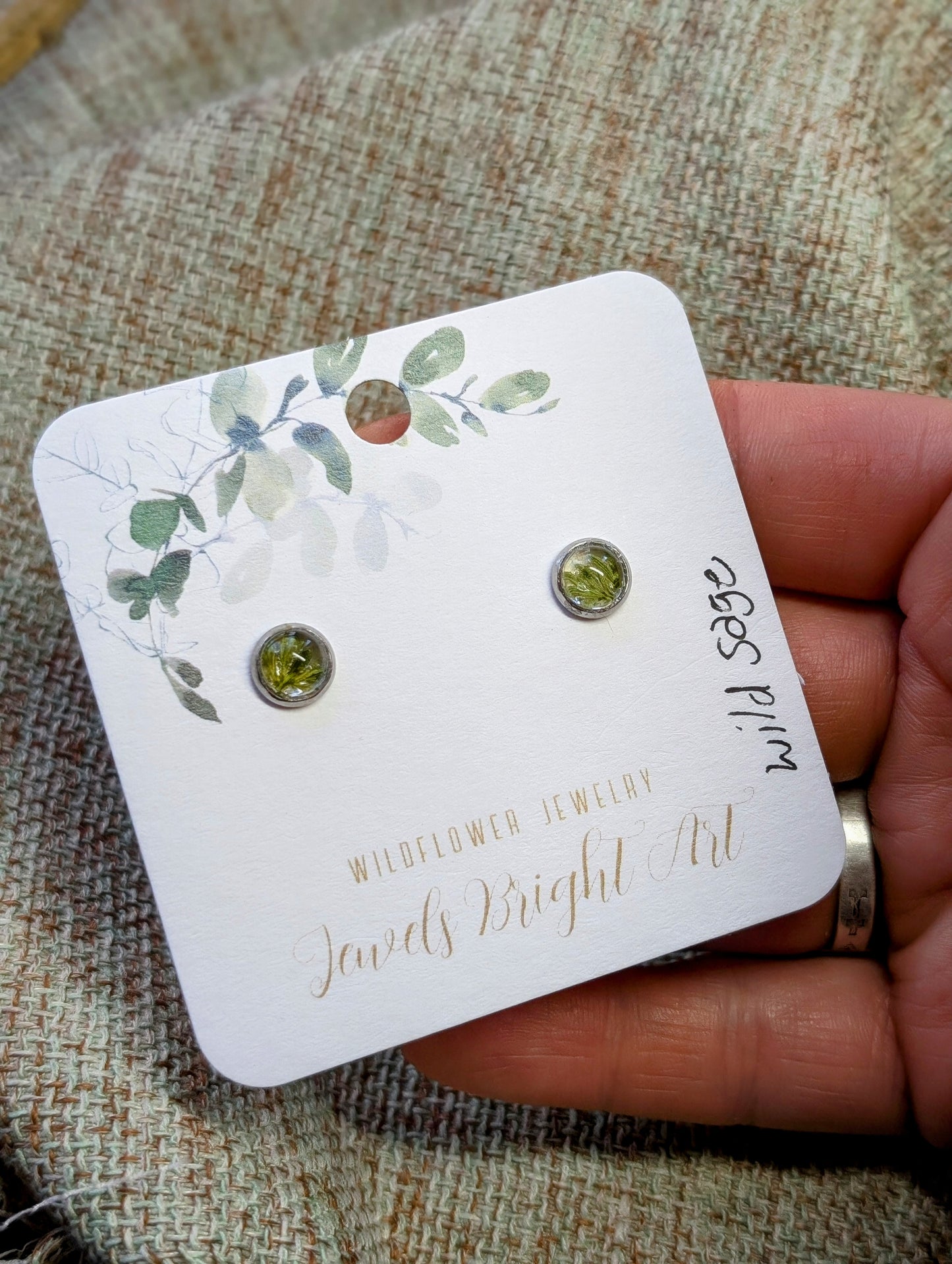 Wild Sage Tiny Nature-Inspired Whimsical Earrings with Dried Floral Accents